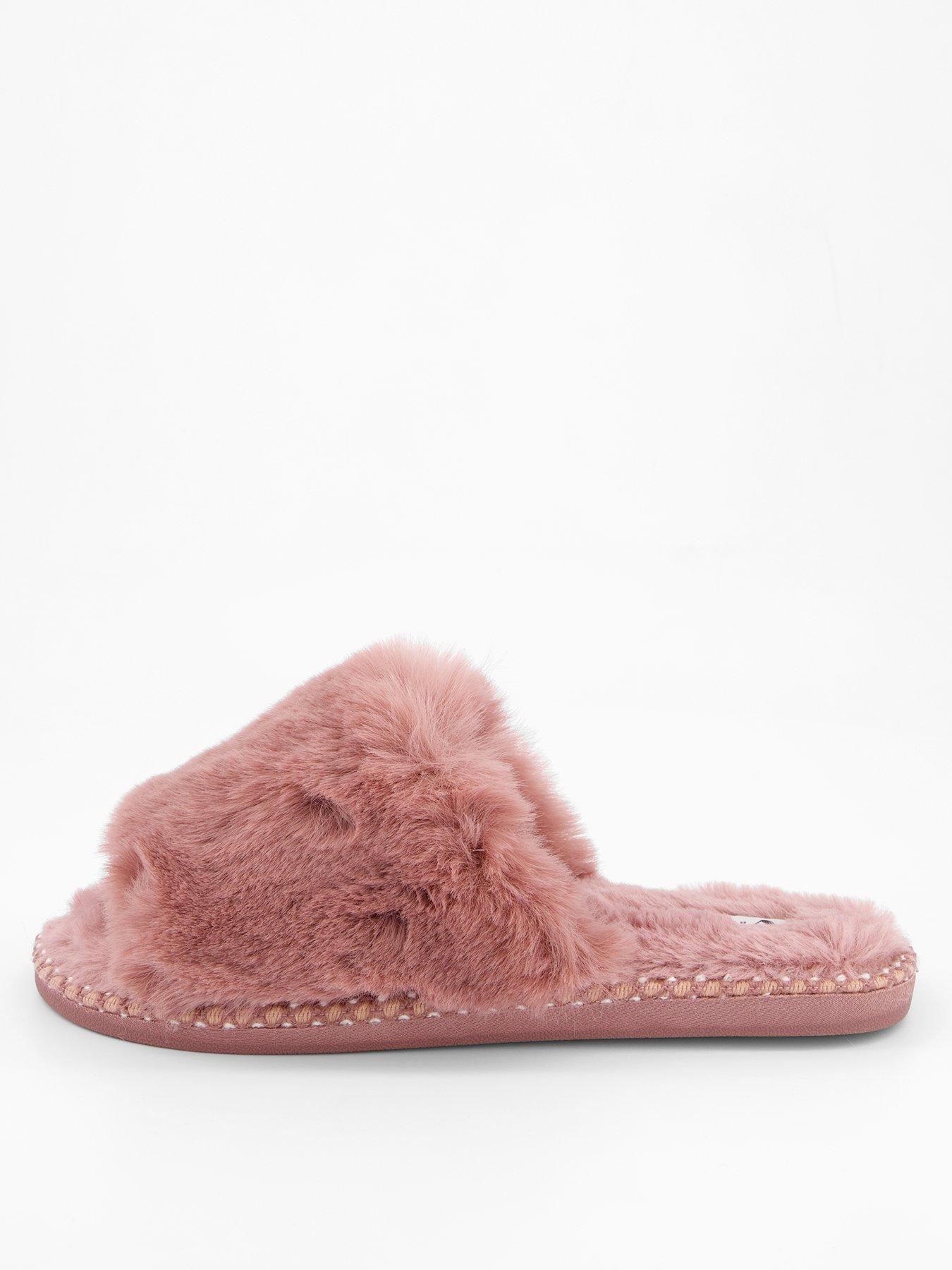 Image 2 of 7 of V by Very Faux Fur Slider Slippers - Pink