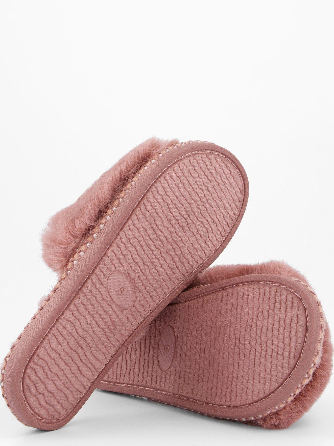 Image 5 of 7 of V by Very Faux Fur Slider Slippers - Pink