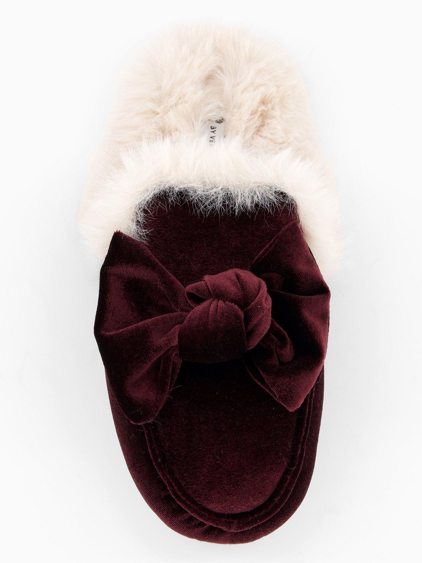 Image 4 of 7 of V by Very Bow Velvet Mule Slipper - Red
