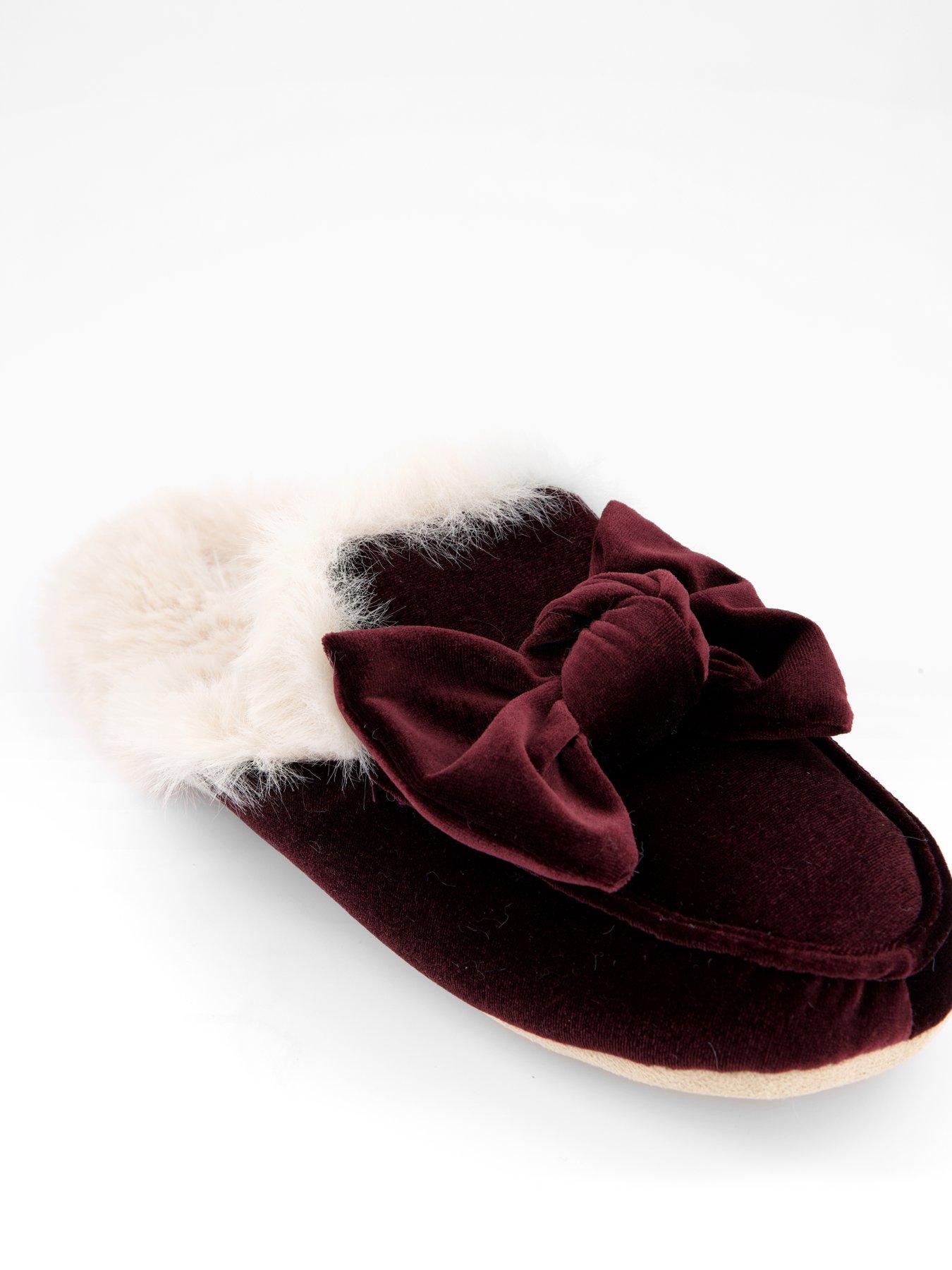 Image 6 of 7 of V by Very Bow Velvet Mule Slipper - Red