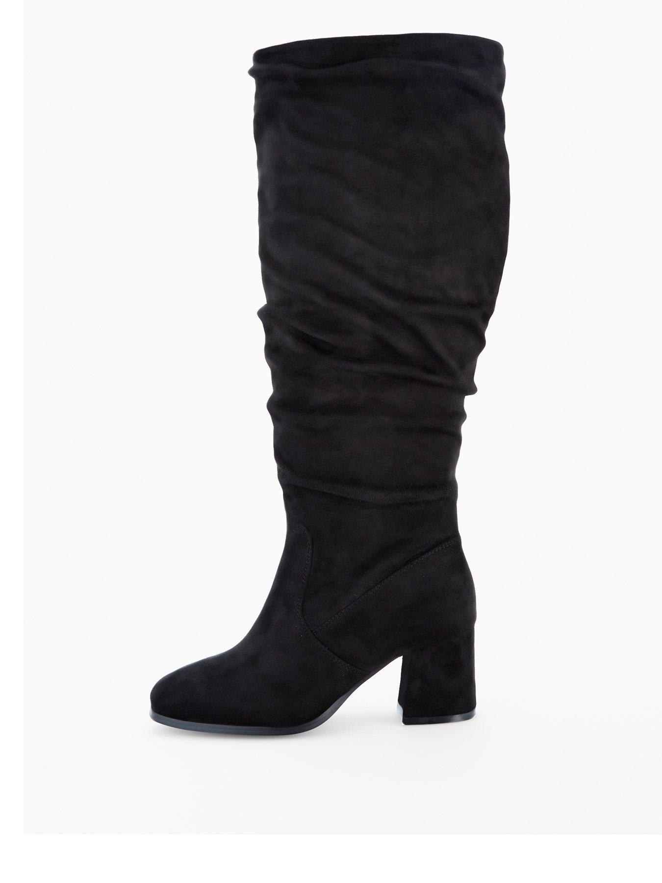 undefined Wide Fit Knee High Slouch Boot With Wider Fitting Calf - Black