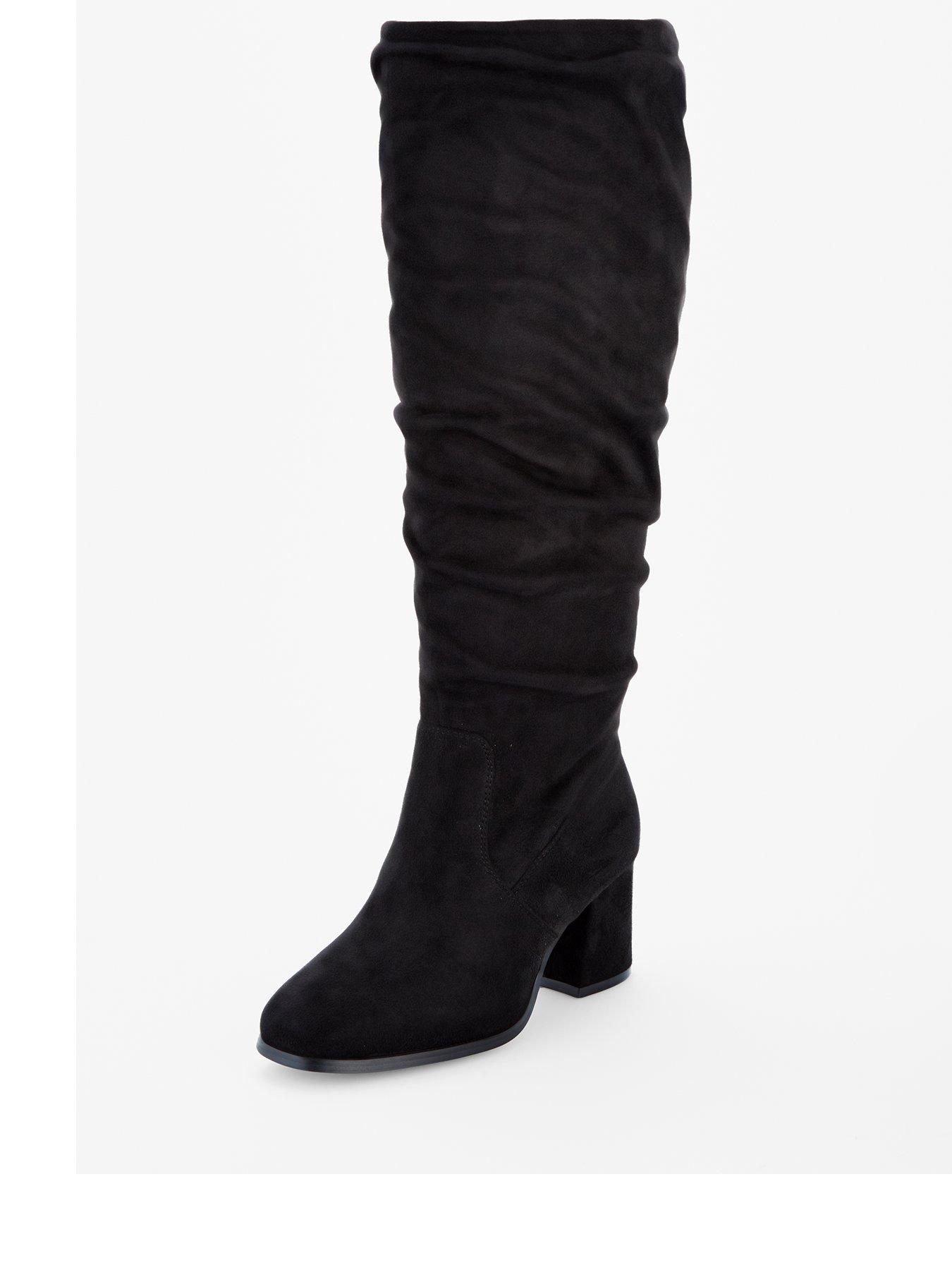 Image 2 of 6 of V by Very Wide Fit Knee High Slouch Boot With Wider Fitting Calf - Black