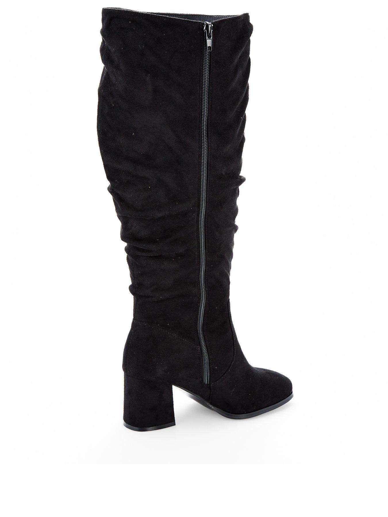 Image 3 of 6 of V by Very Wide Fit Knee High Slouch Boot With Wider Fitting Calf - Black