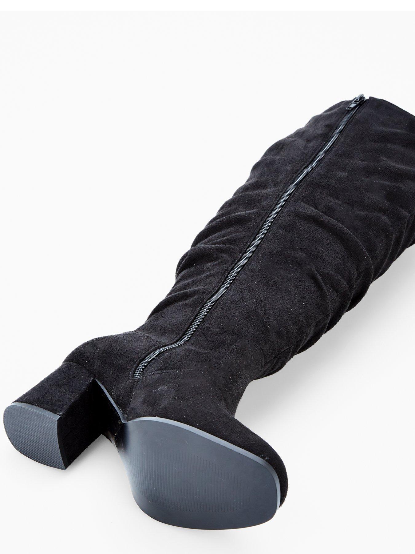 Image 5 of 6 of V by Very Wide Fit Knee High Slouch Boot With Wider Fitting Calf - Black