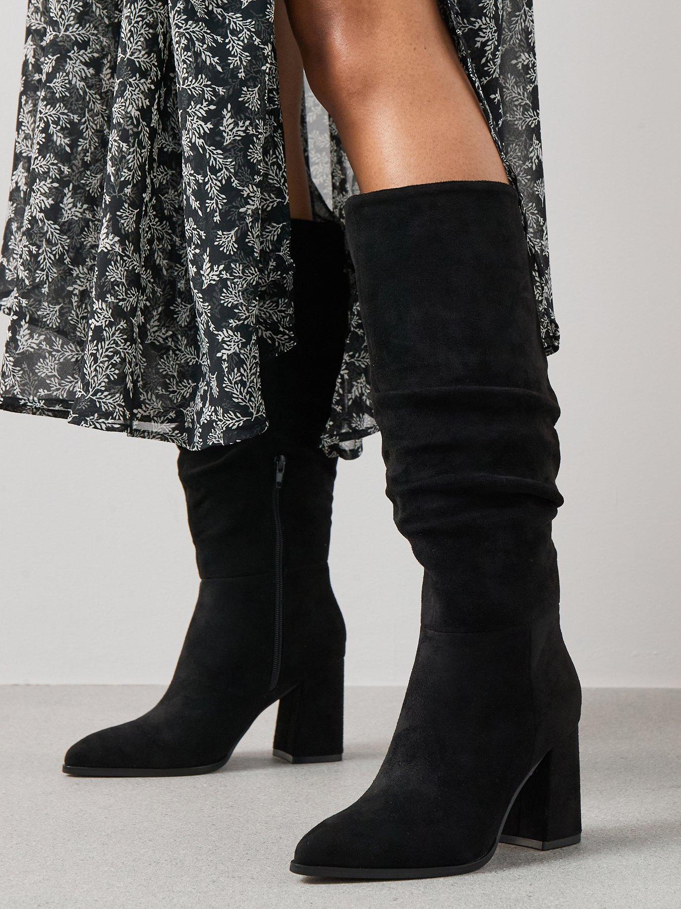 undefined Knee High Slouch Boot With Wider Fitting Calf - Black