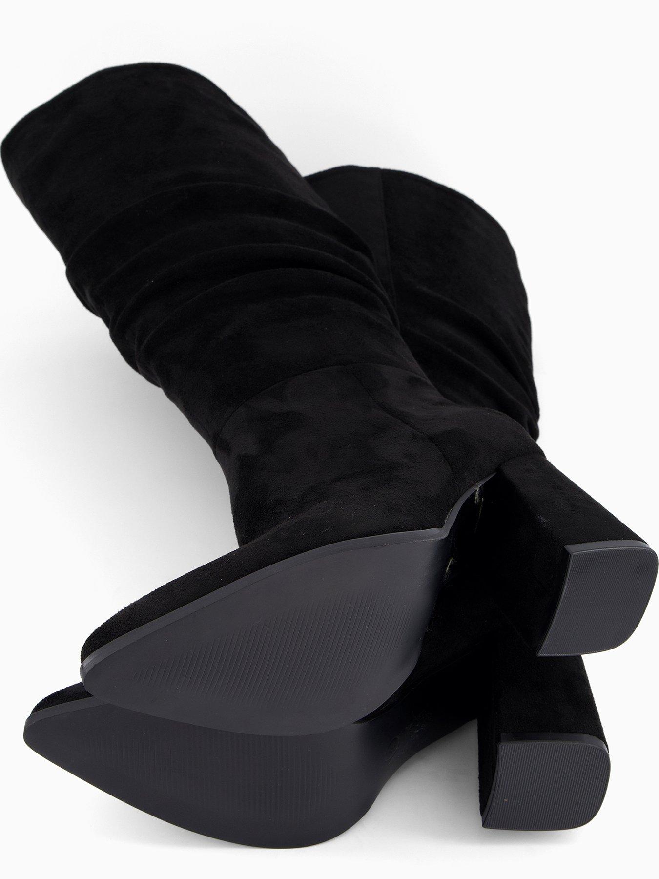 Image 6 of 8 of V by Very Knee High Slouch Boot With Wider Fitting Calf - Black