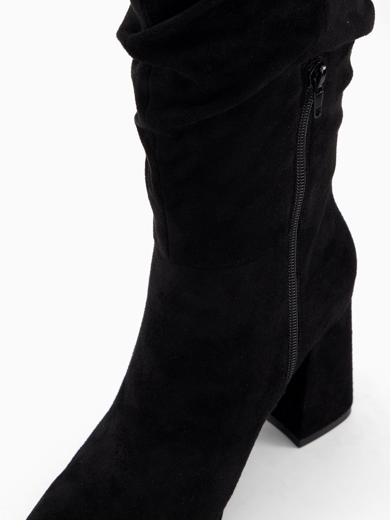 Image 7 of 8 of V by Very Knee High Slouch Boot With Wider Fitting Calf - Black