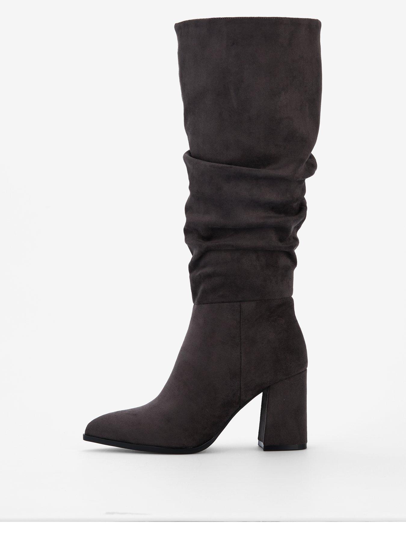 Image 2 of 7 of V by Very Knee High Slouch Boot with Wider Fitting Calf - Grey