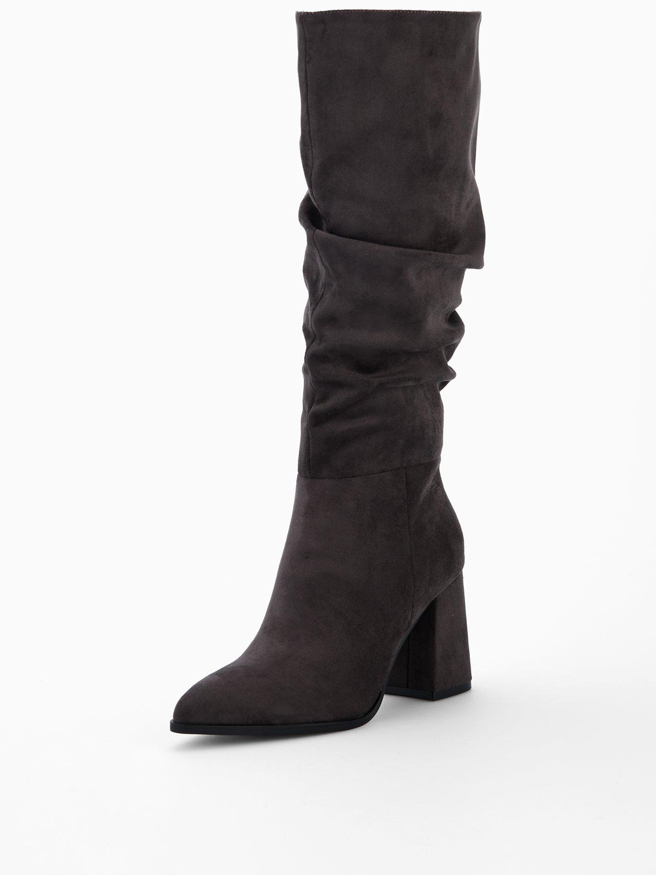 Image 3 of 7 of V by Very Knee High Slouch Boot with Wider Fitting Calf - Grey