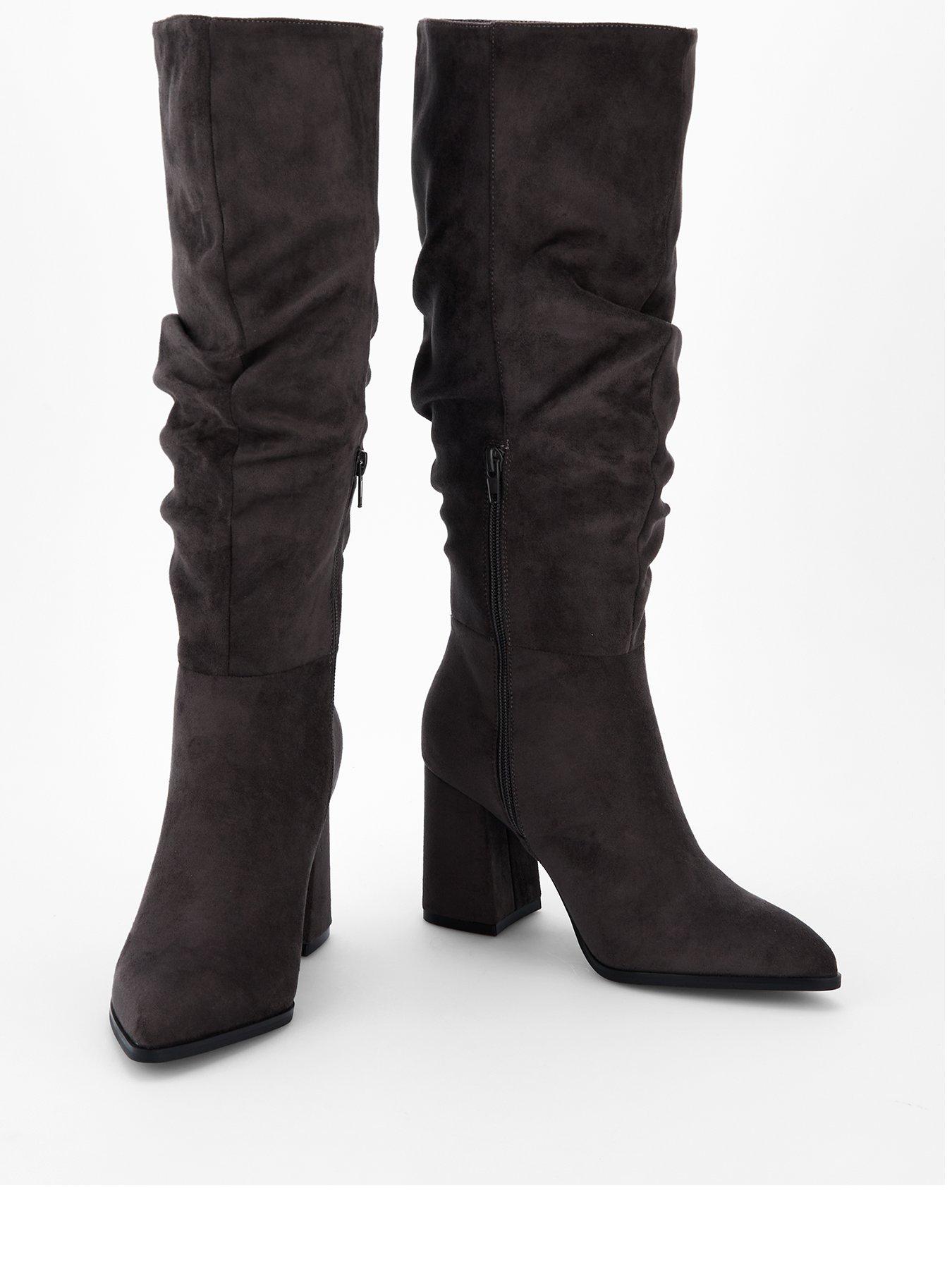 Image 4 of 7 of V by Very Knee High Slouch Boot with Wider Fitting Calf - Grey