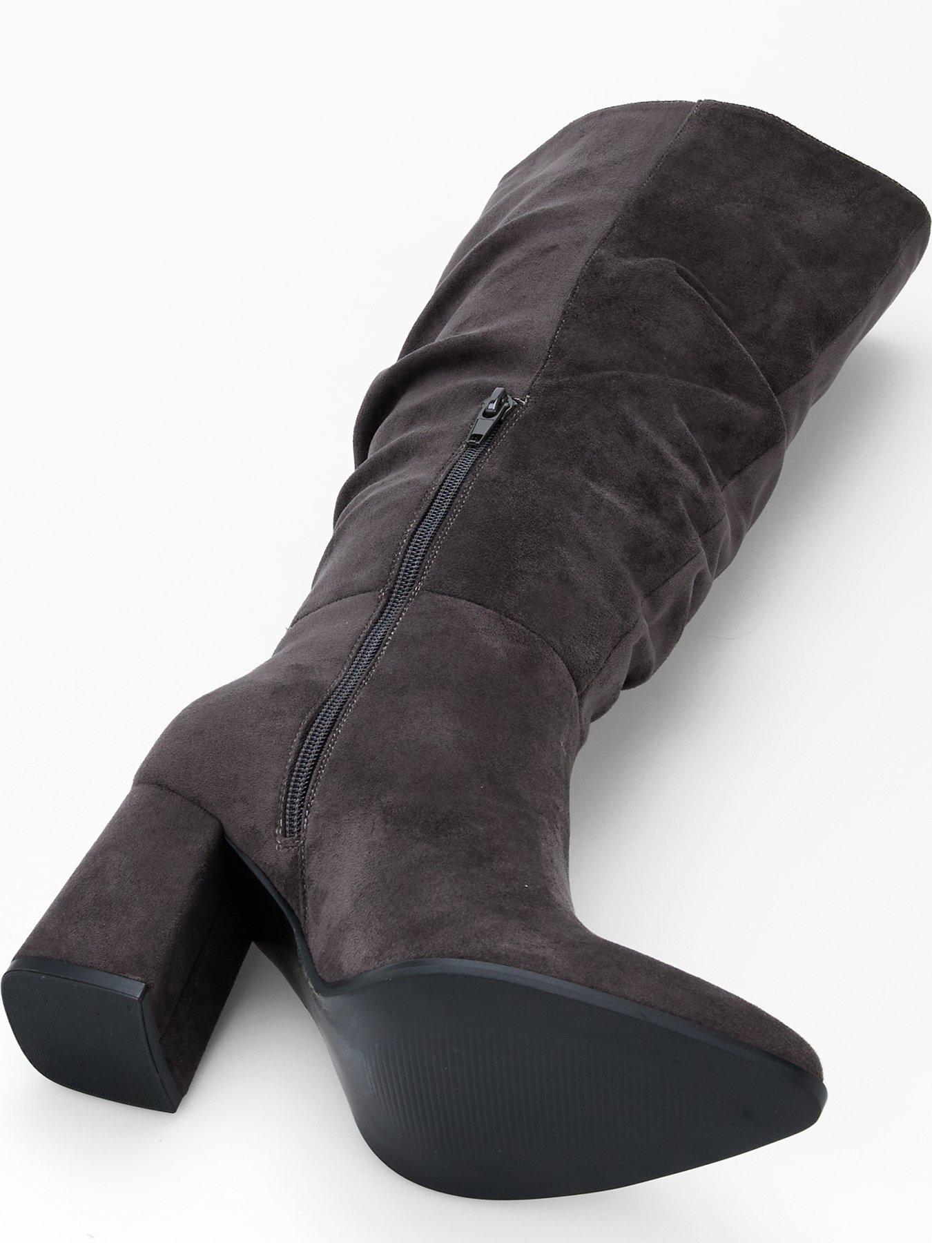 Image 6 of 7 of V by Very Knee High Slouch Boot with Wider Fitting Calf - Grey