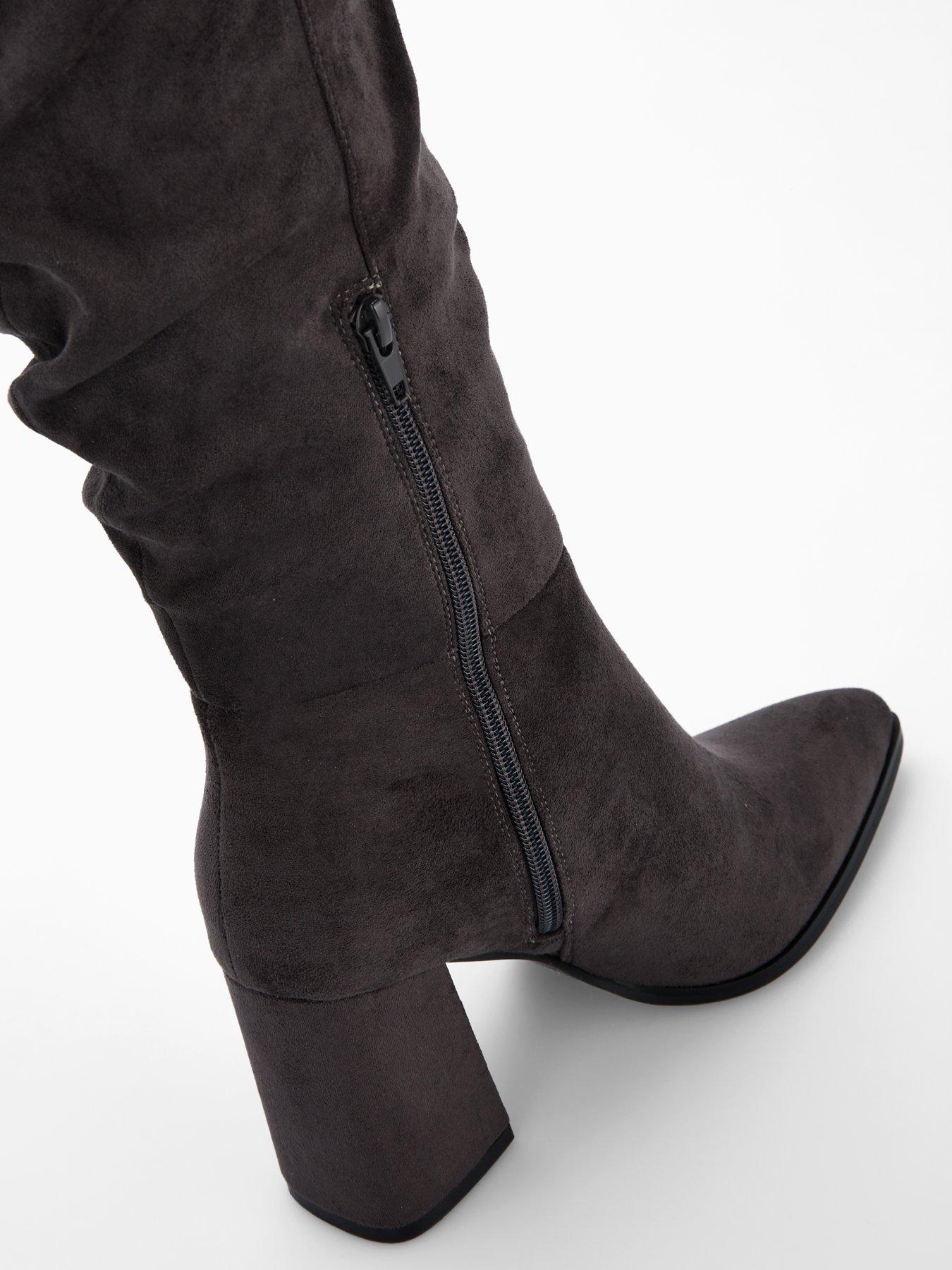 Image 7 of 7 of V by Very Knee High Slouch Boot with Wider Fitting Calf - Grey