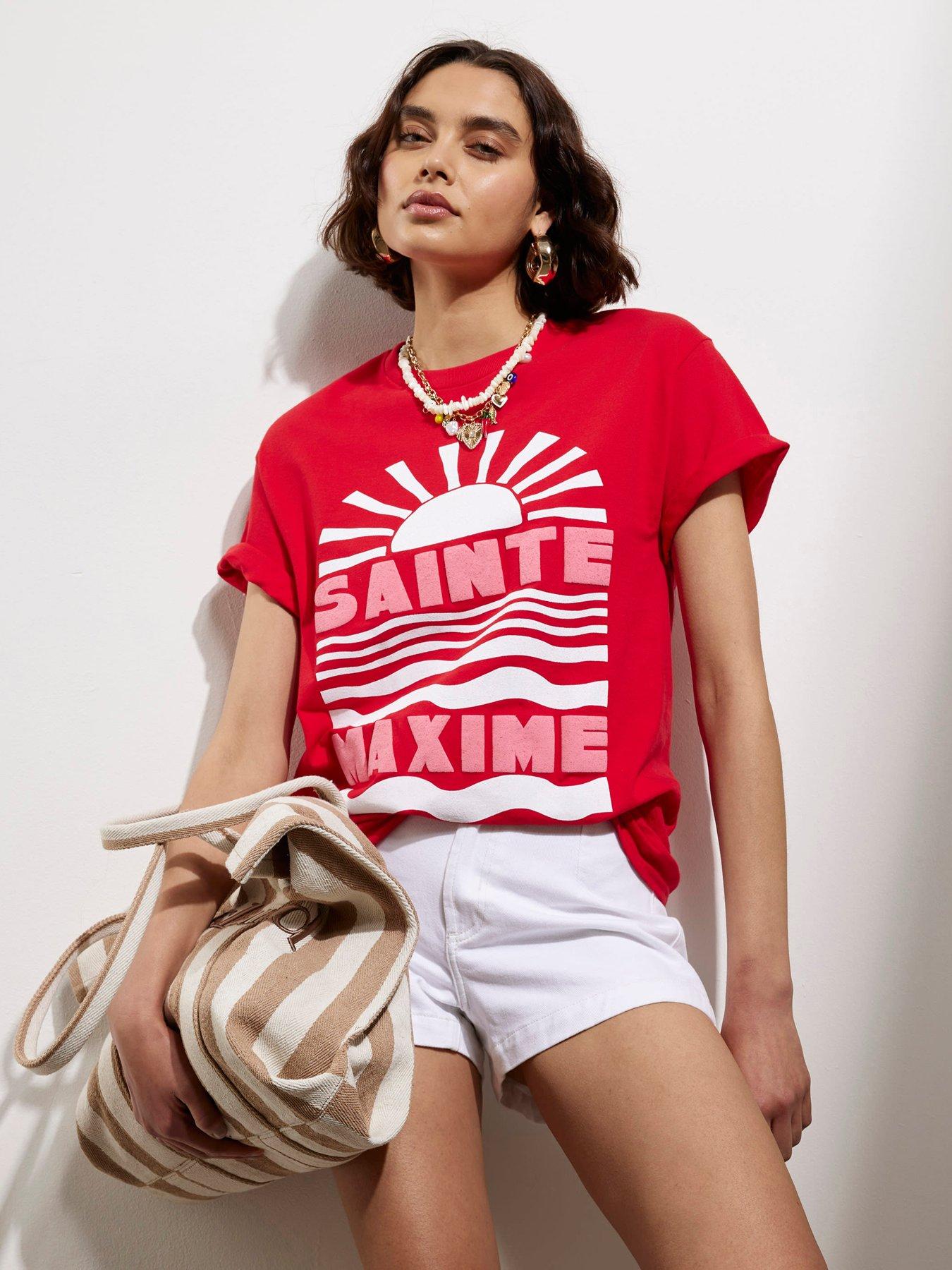 River Island Short Sleeve Saint Maxime Print Tee Red Littlewoods