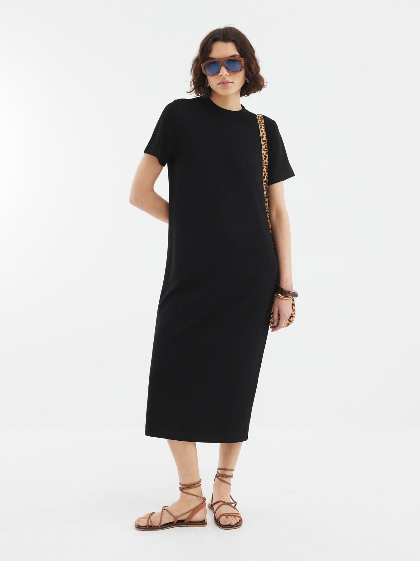 undefined Short Sleeve Clean Maxi Dress - Black