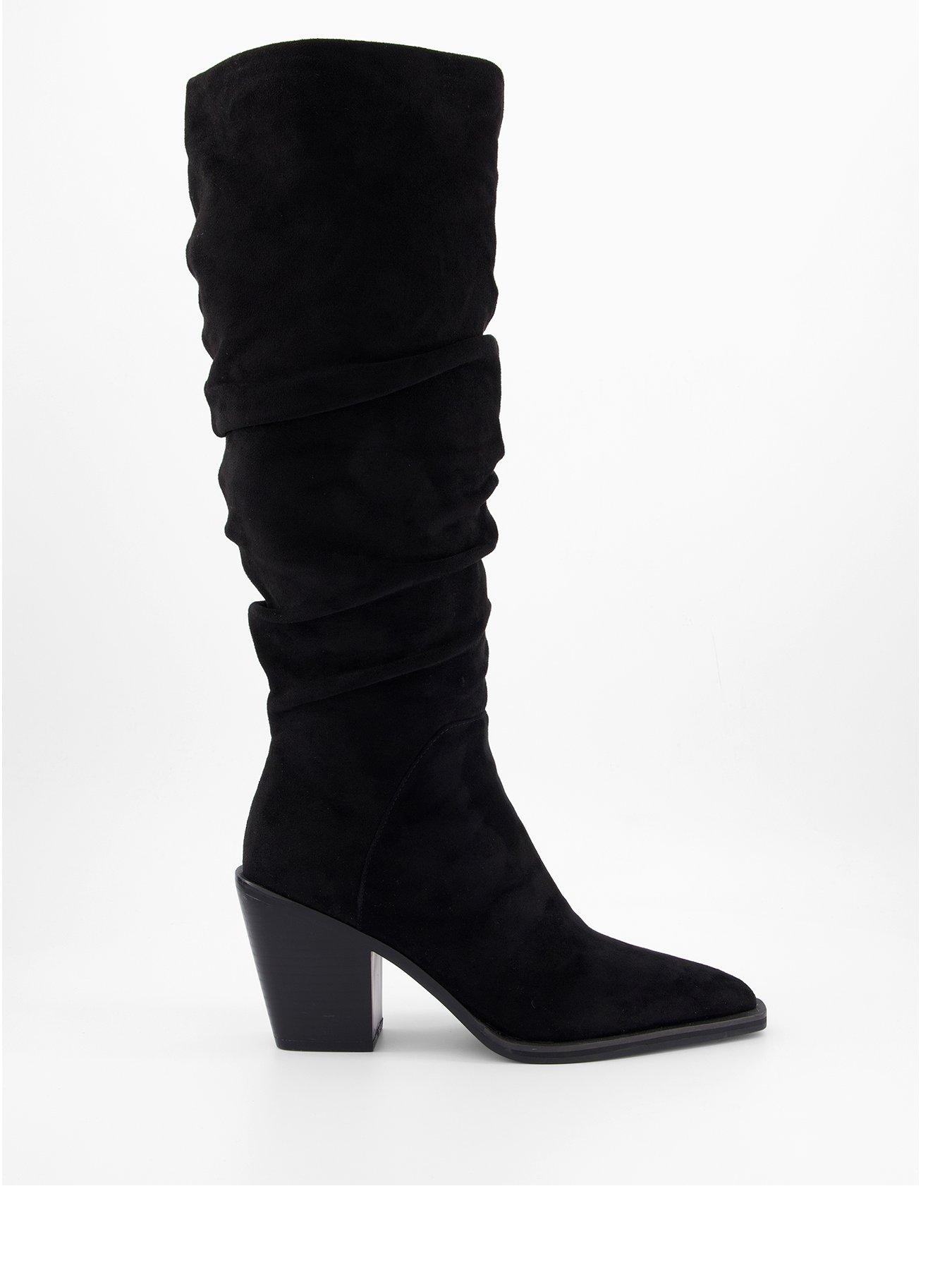 Image 2 of 7 of The Very Collection Slouch Knee Boot With Western Heel - Black