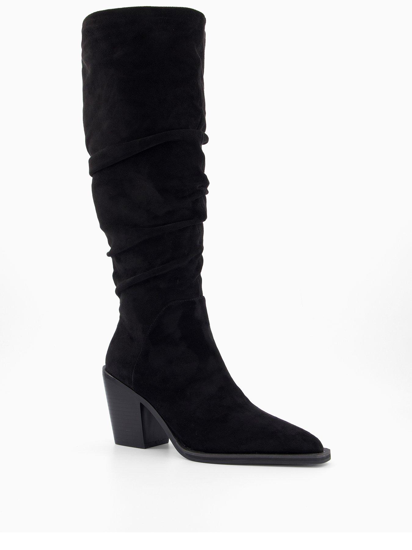 Image 3 of 7 of The Very Collection Slouch Knee Boot With Western Heel - Black