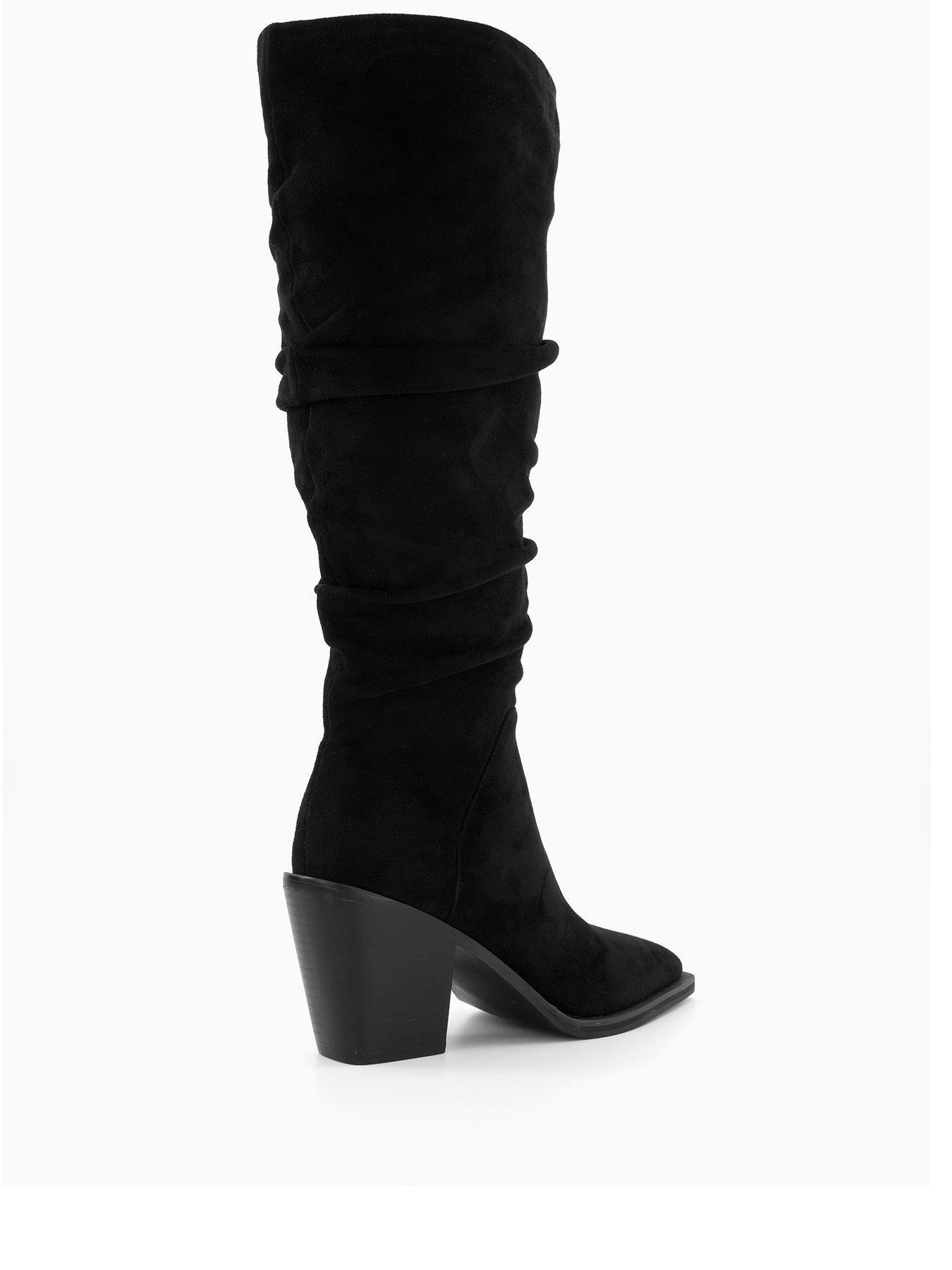 Image 4 of 7 of The Very Collection Slouch Knee Boot With Western Heel - Black