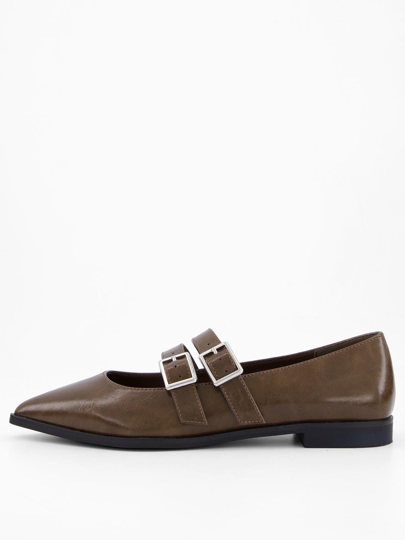  image of v-by-very-pointed-double-strap-ballet-pump-olive