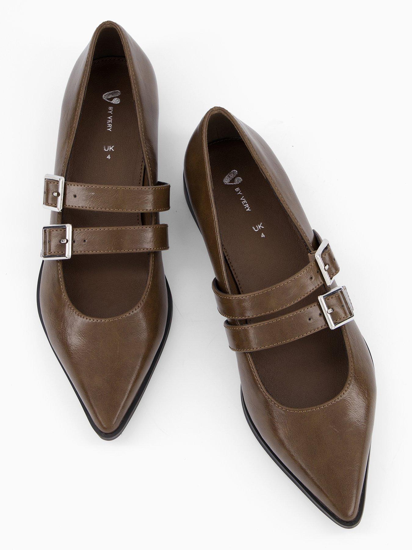  image of v-by-very-pointed-double-strap-ballet-pump-olive