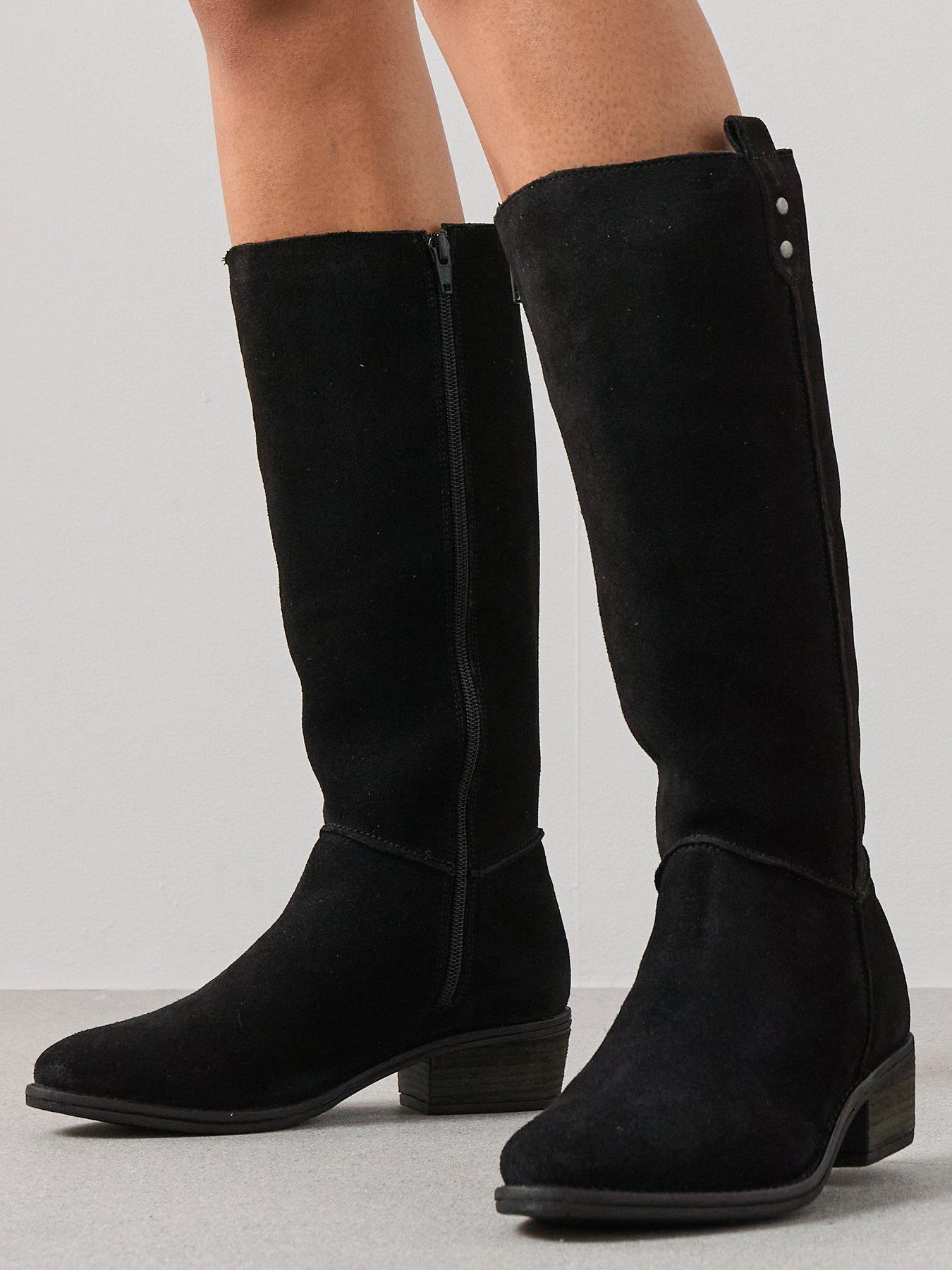 undefined Real Leather Knee Boot - Black