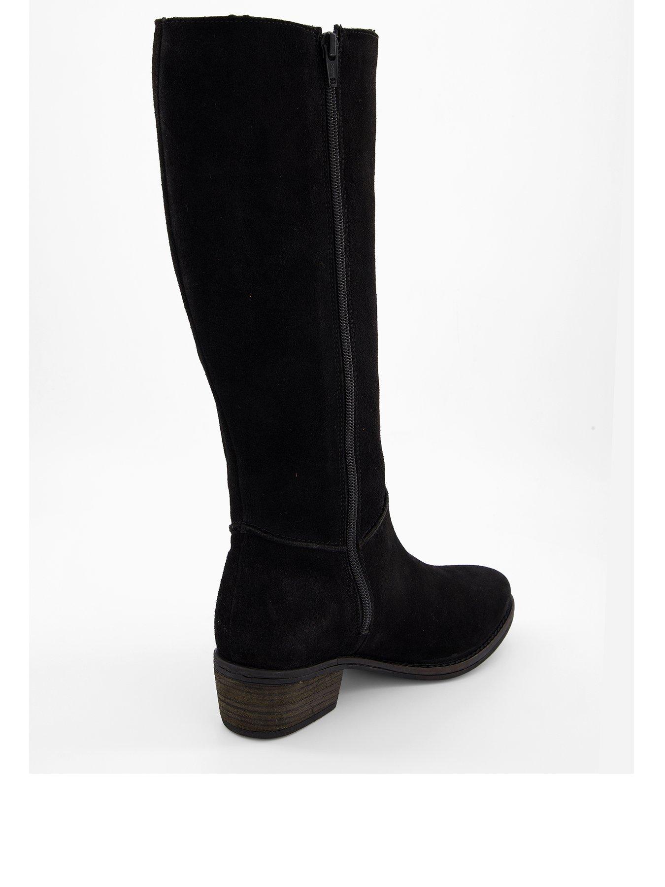Image 4 of 8 of V by Very Real&nbsp;Leather Knee Boot - Black