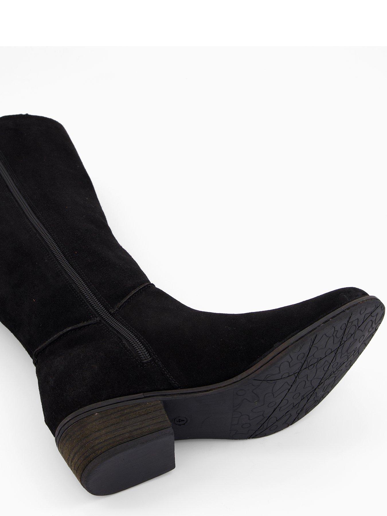 Image 6 of 8 of V by Very Real&nbsp;Leather Knee Boot - Black