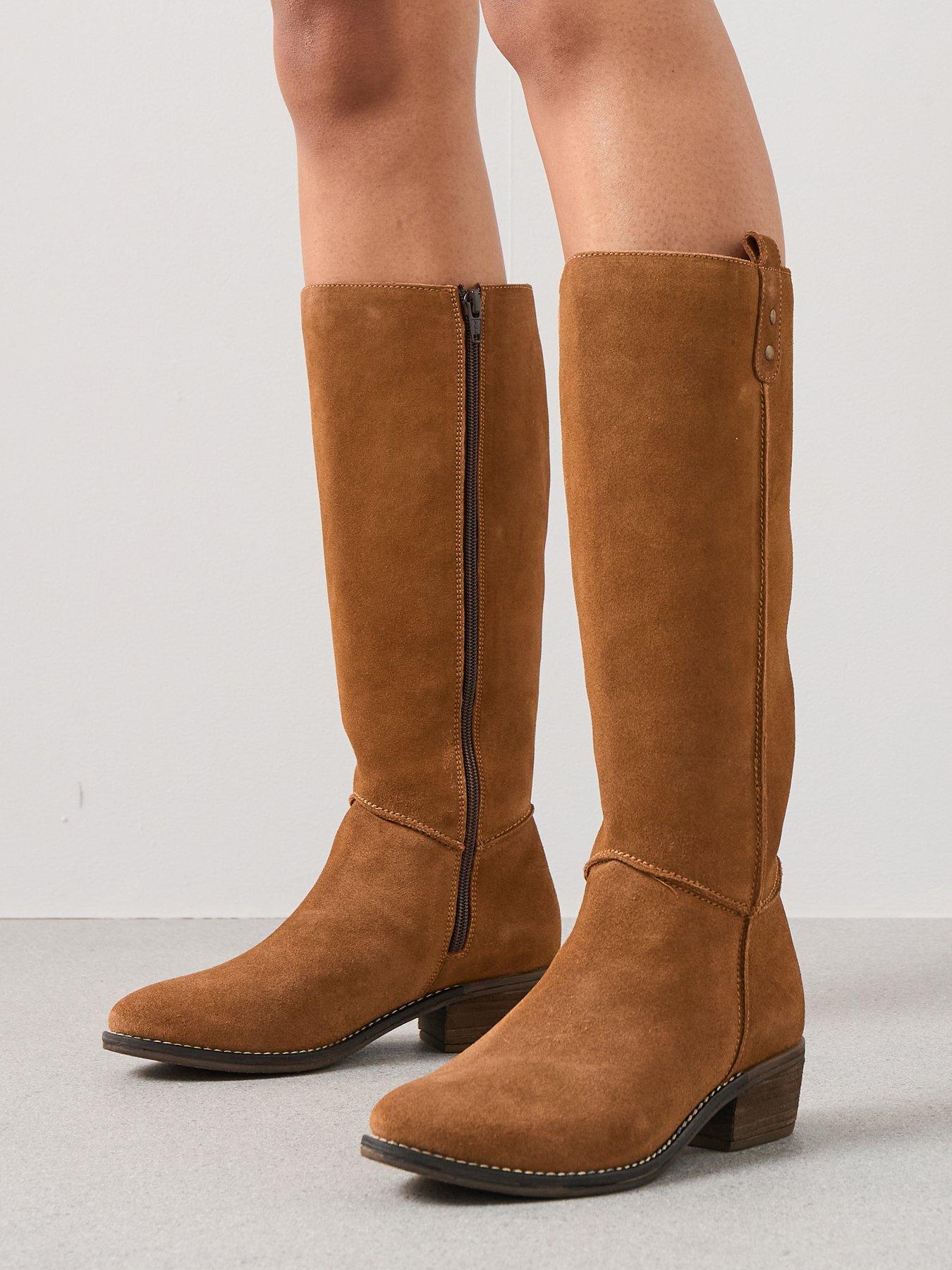 undefined Real Leather Knee Boot - Brown