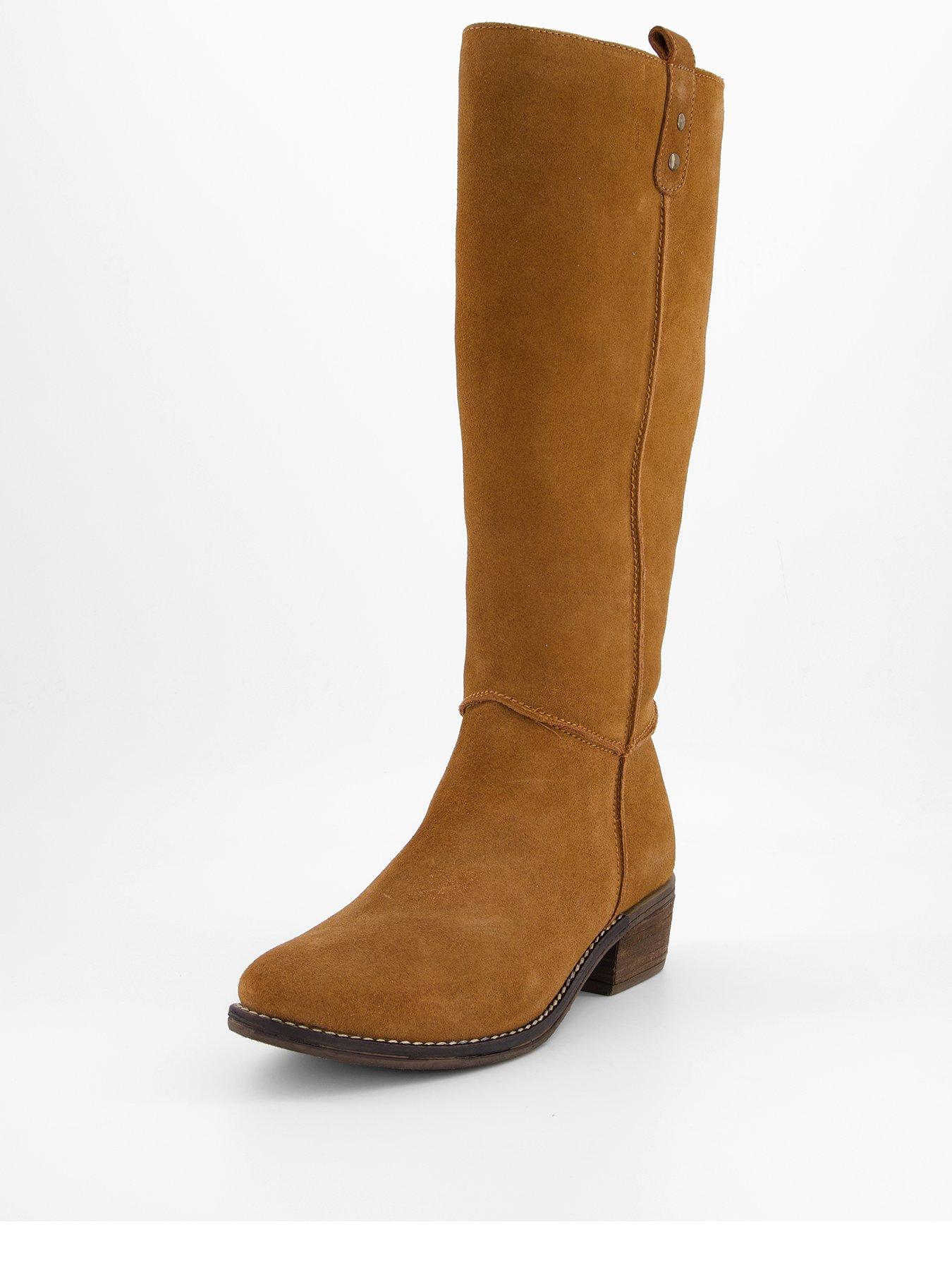 Image 3 of 8 of V by Very Real&nbsp;Leather Knee Boot - Brown