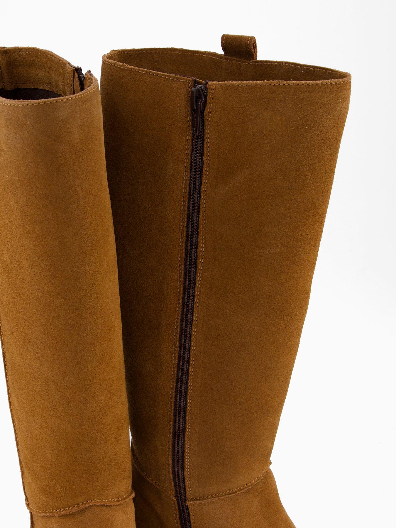 Image 7 of 8 of V by Very Real&nbsp;Leather Knee Boot - Brown