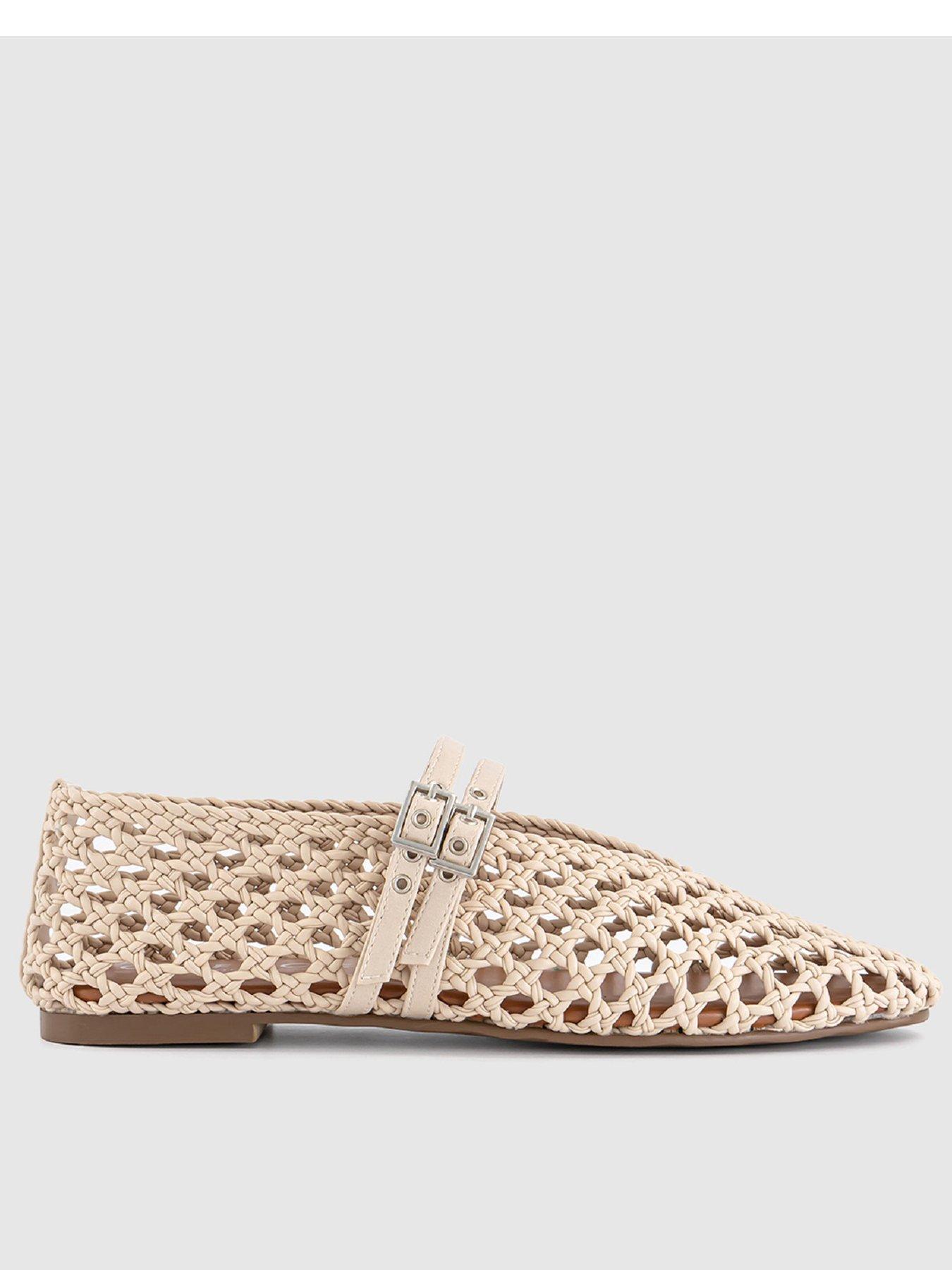  image of office-double-strap-weave-ballerina-off-white