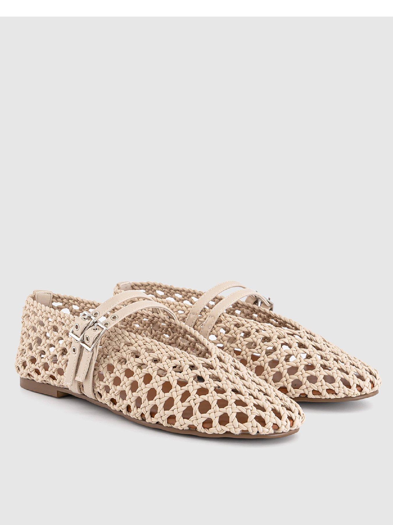 image of office-double-strap-weave-ballerina-off-white
