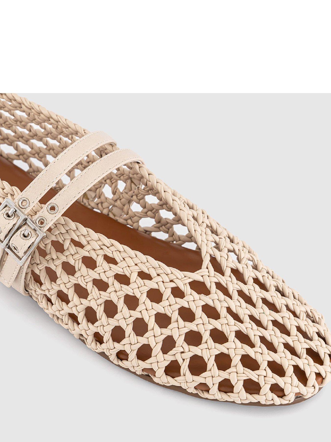  image of office-double-strap-weave-ballerina-off-white