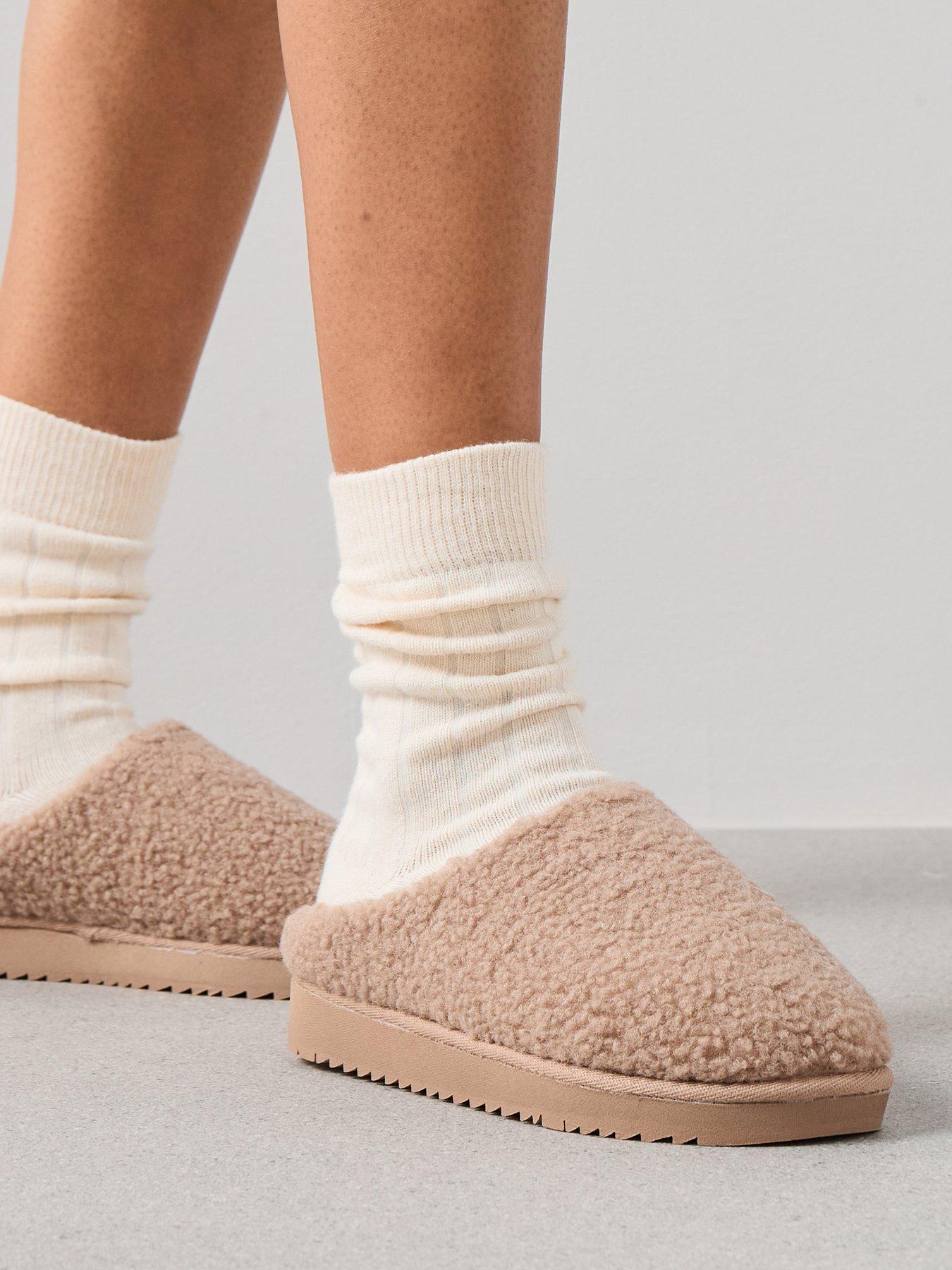 undefined Borg Mule Slippers - Brown