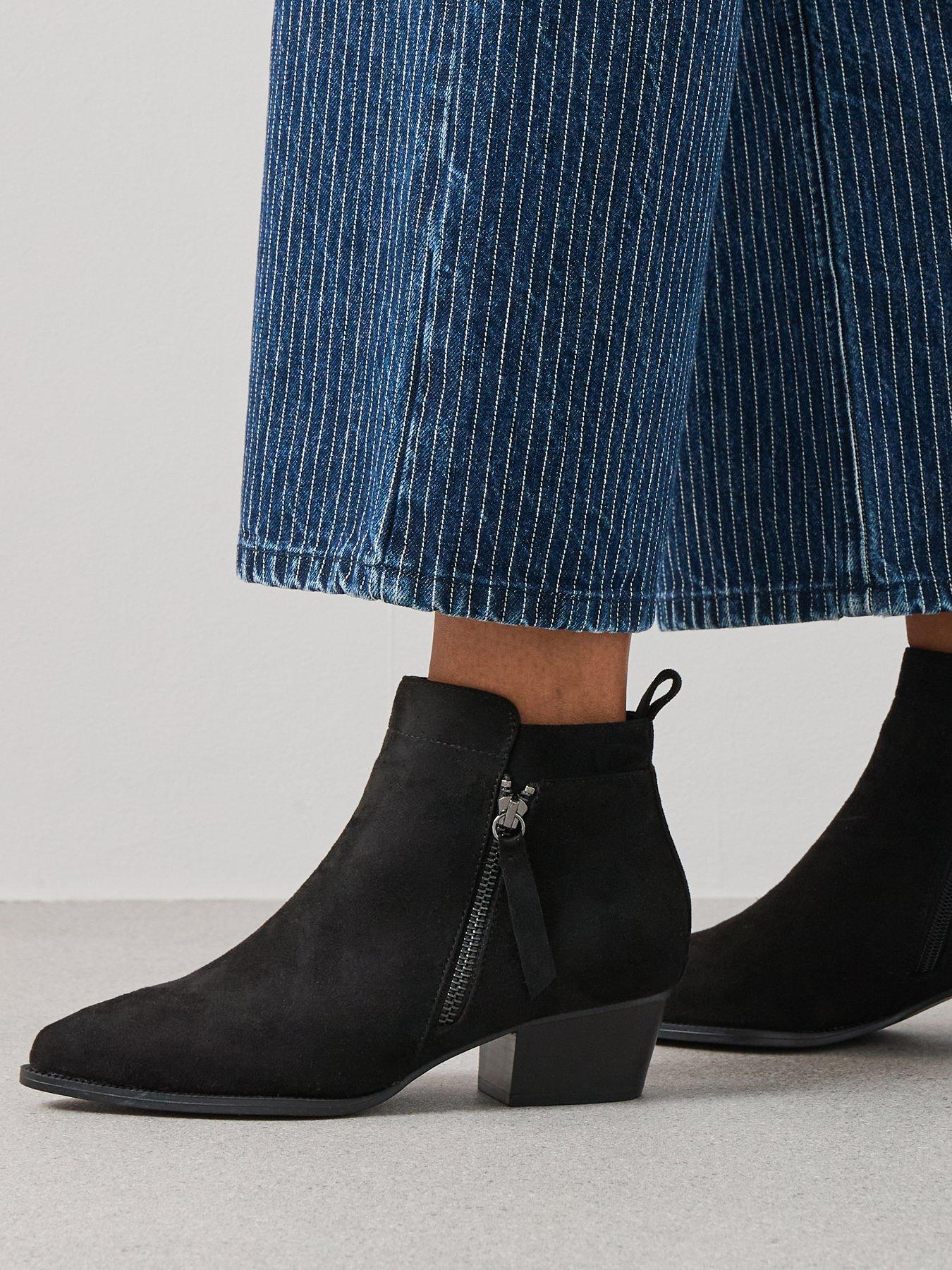 undefined Wide Fit Western Ankle Boot - Black