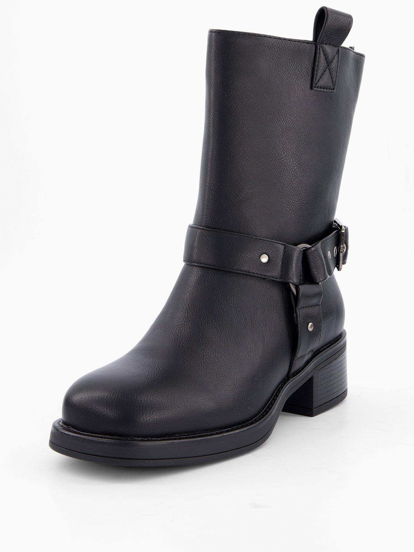 Image 3 of 7 of V by Very Wide Fit Chunky Biker Ankle Boots - Black