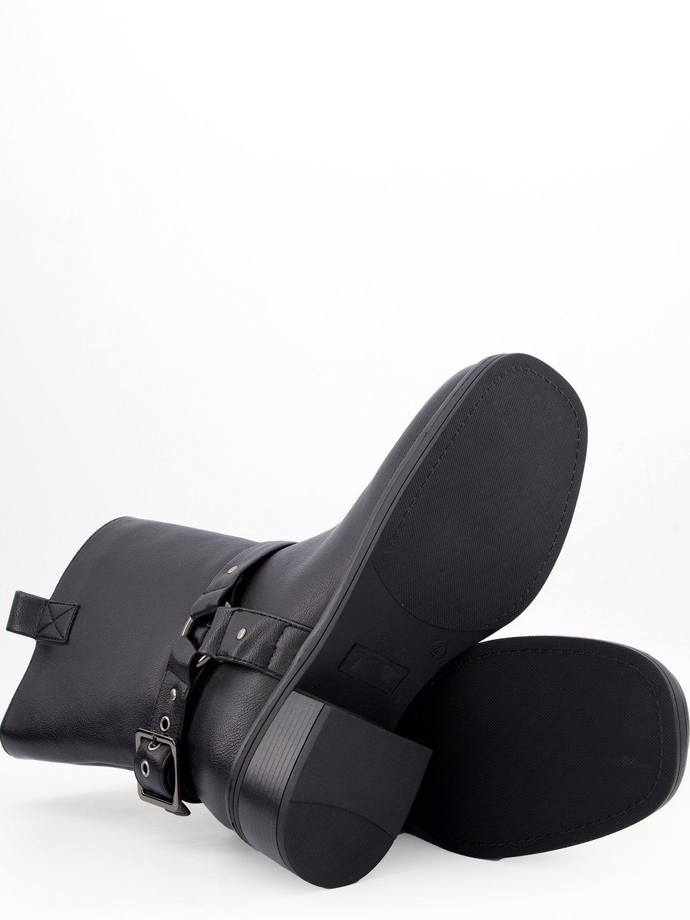 Image 5 of 7 of V by Very Wide Fit Chunky Biker Ankle Boots - Black