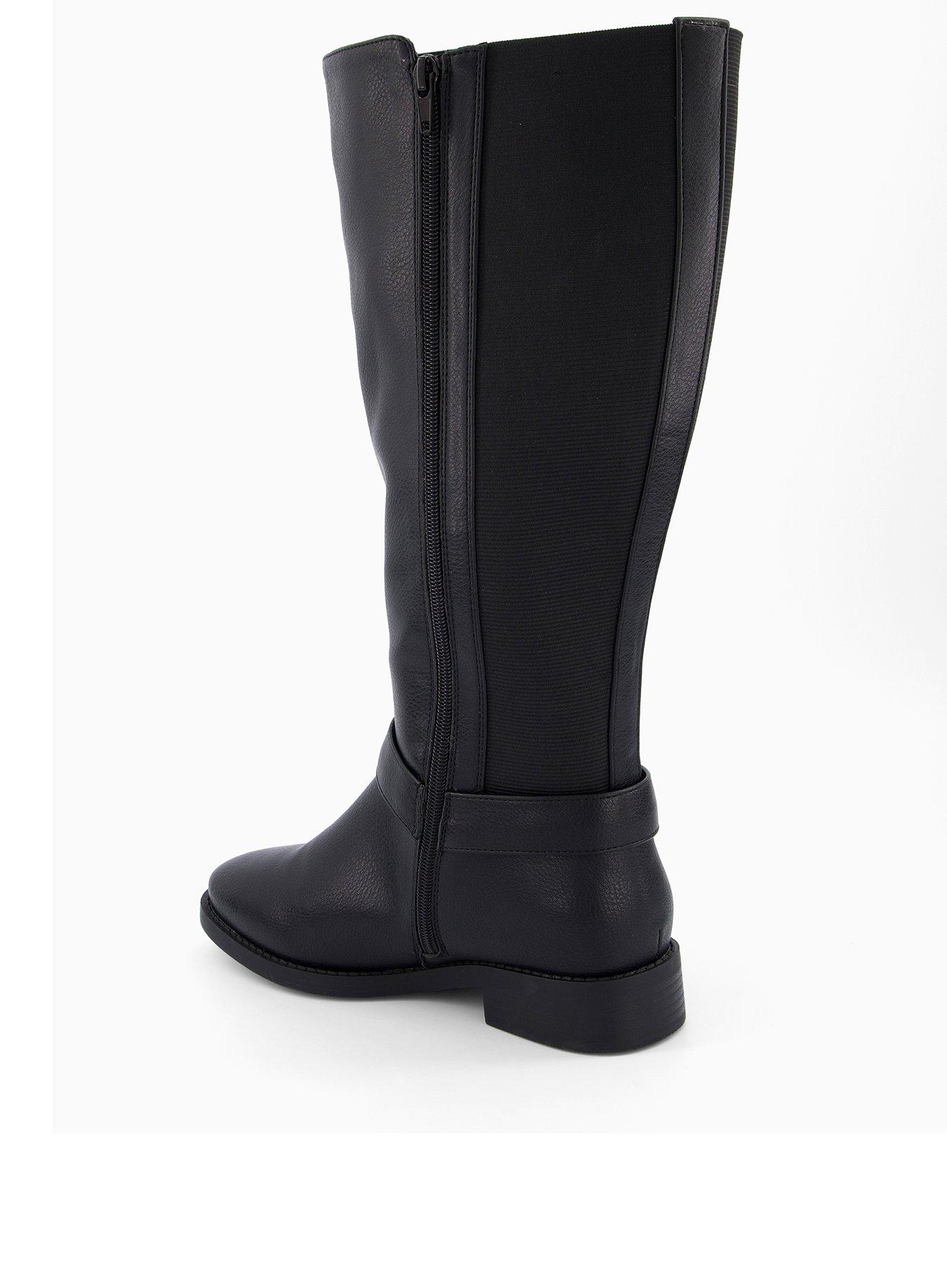 Image 3 of 7 of V by Very Extra Wide Fit Knee High Boot With Elastic Panel - Black