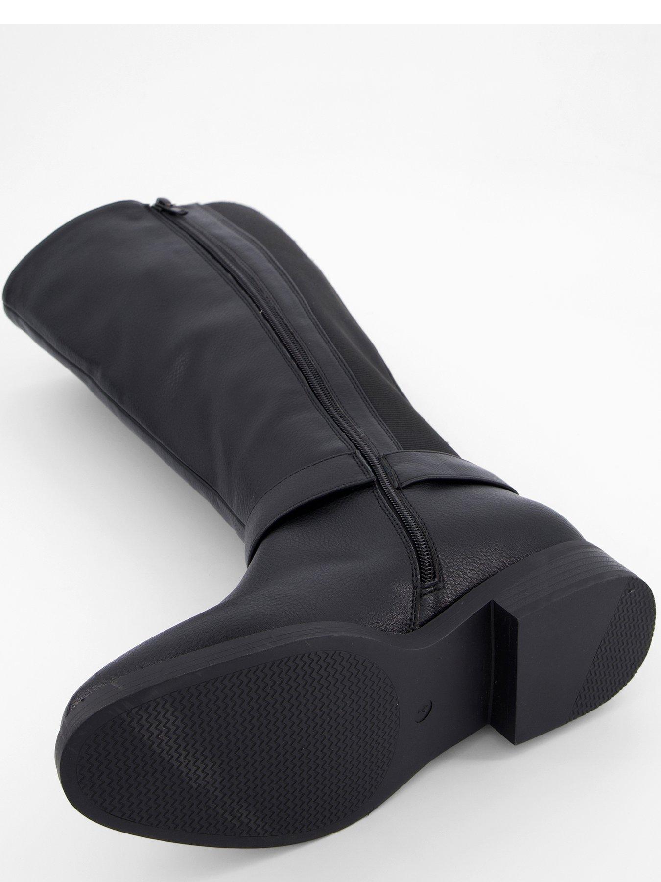 Image 5 of 7 of V by Very Extra Wide Fit Knee High Boot With Elastic Panel - Black