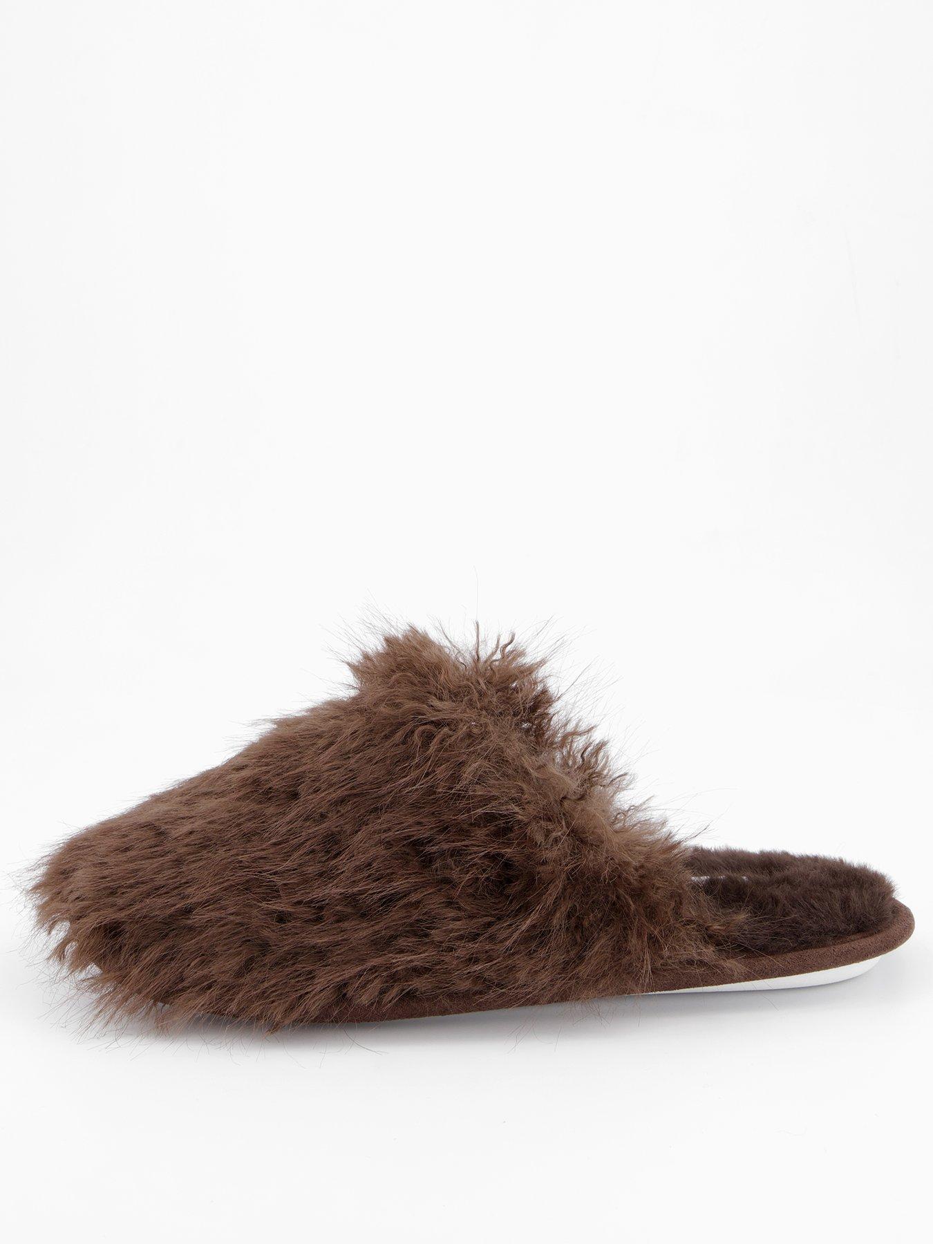 Image 2 of 7 of V by Very Faux Fur Mule Slippers - Grey