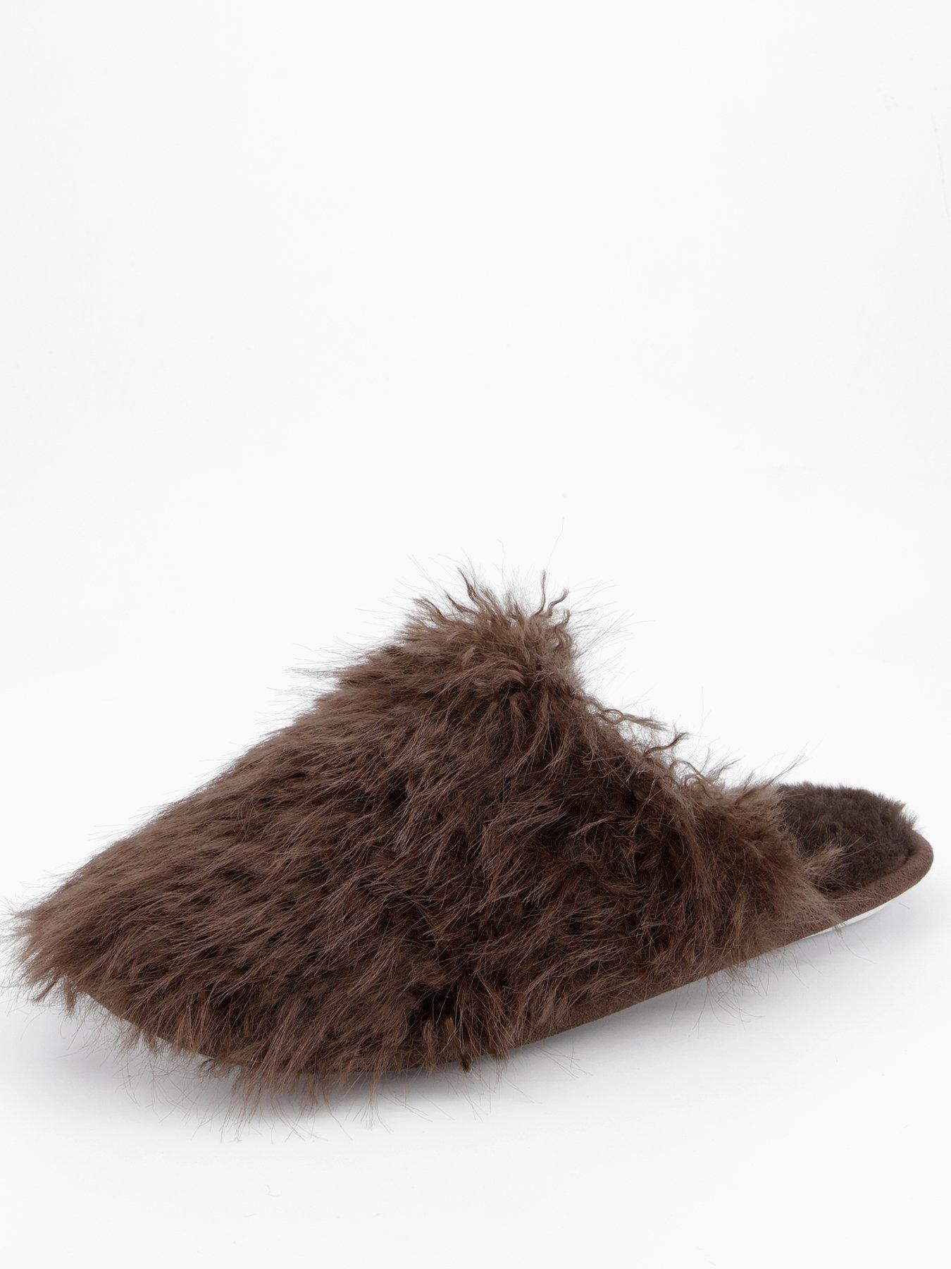 Image 3 of 7 of V by Very Faux Fur Mule Slippers - Grey