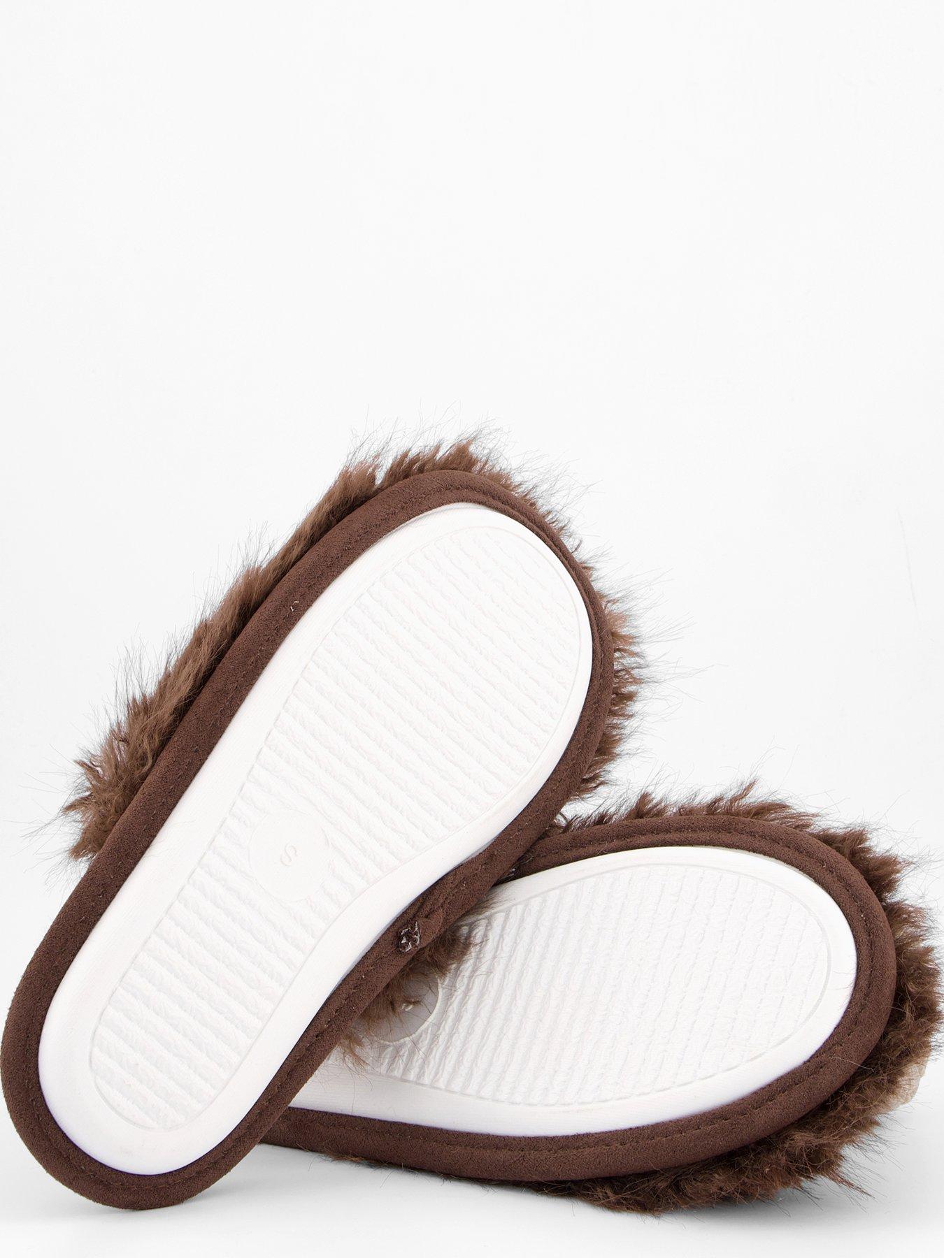 Image 5 of 7 of V by Very Faux Fur Mule Slippers - Grey