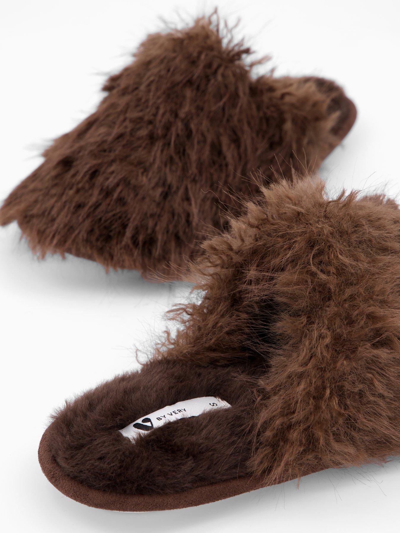 Image 6 of 7 of V by Very Faux Fur Mule Slippers - Grey