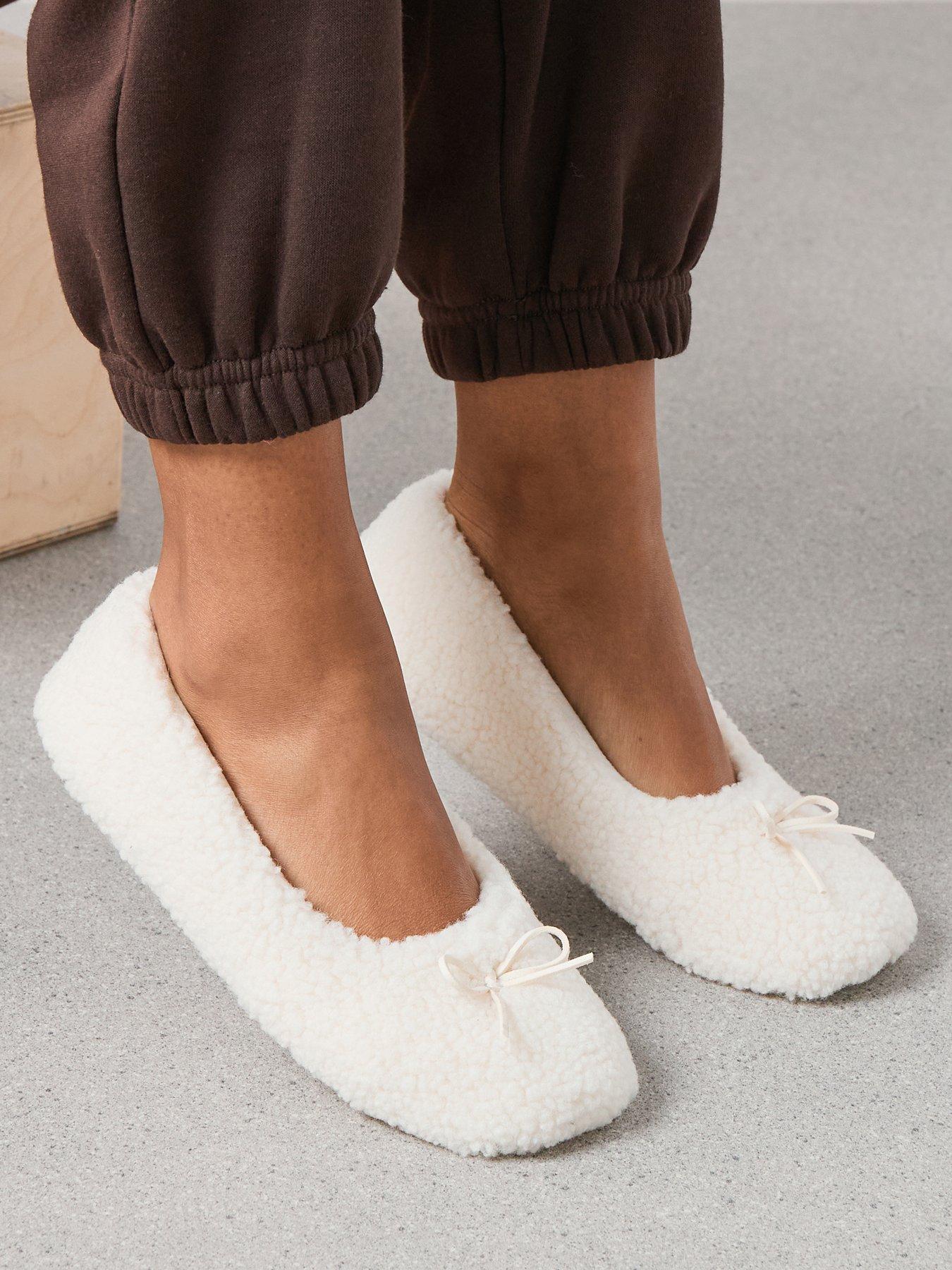 undefined Borg Ballerina Slipper - Cream