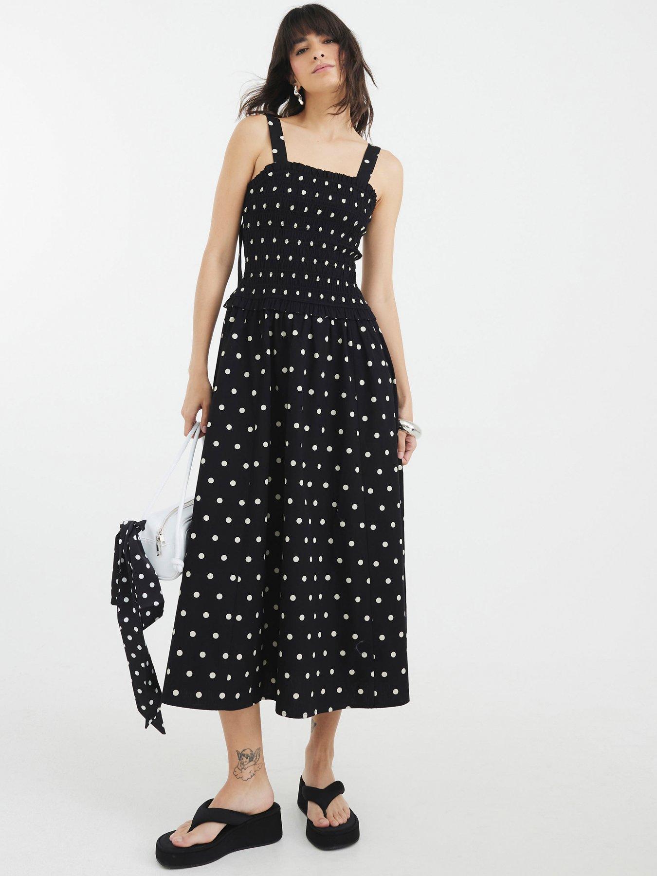 River Island Shirred Midi Dress - Black