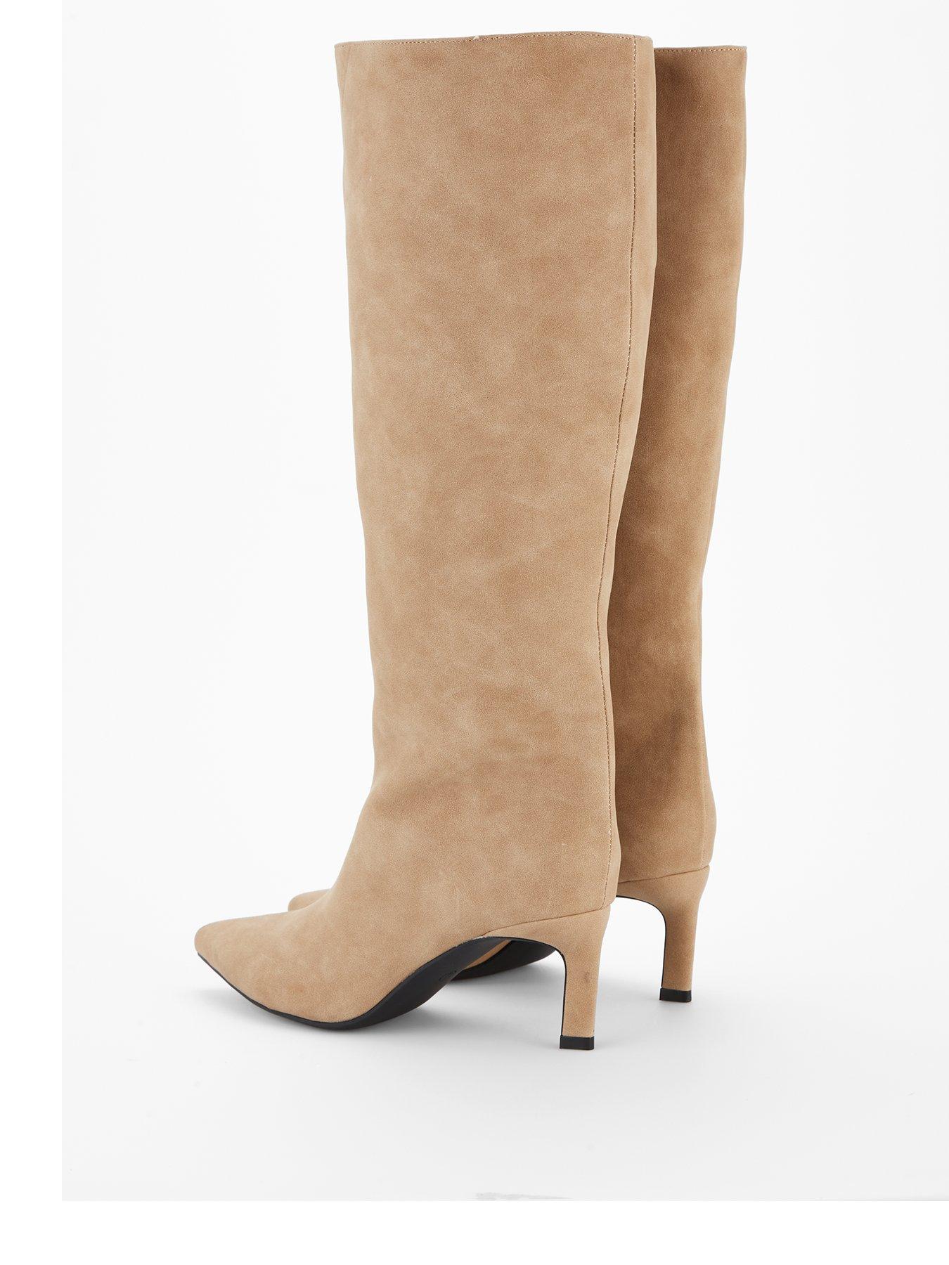 Image 4 of 7 of V by Very Micro Heel Straight Leg Knee Boot - Taupe