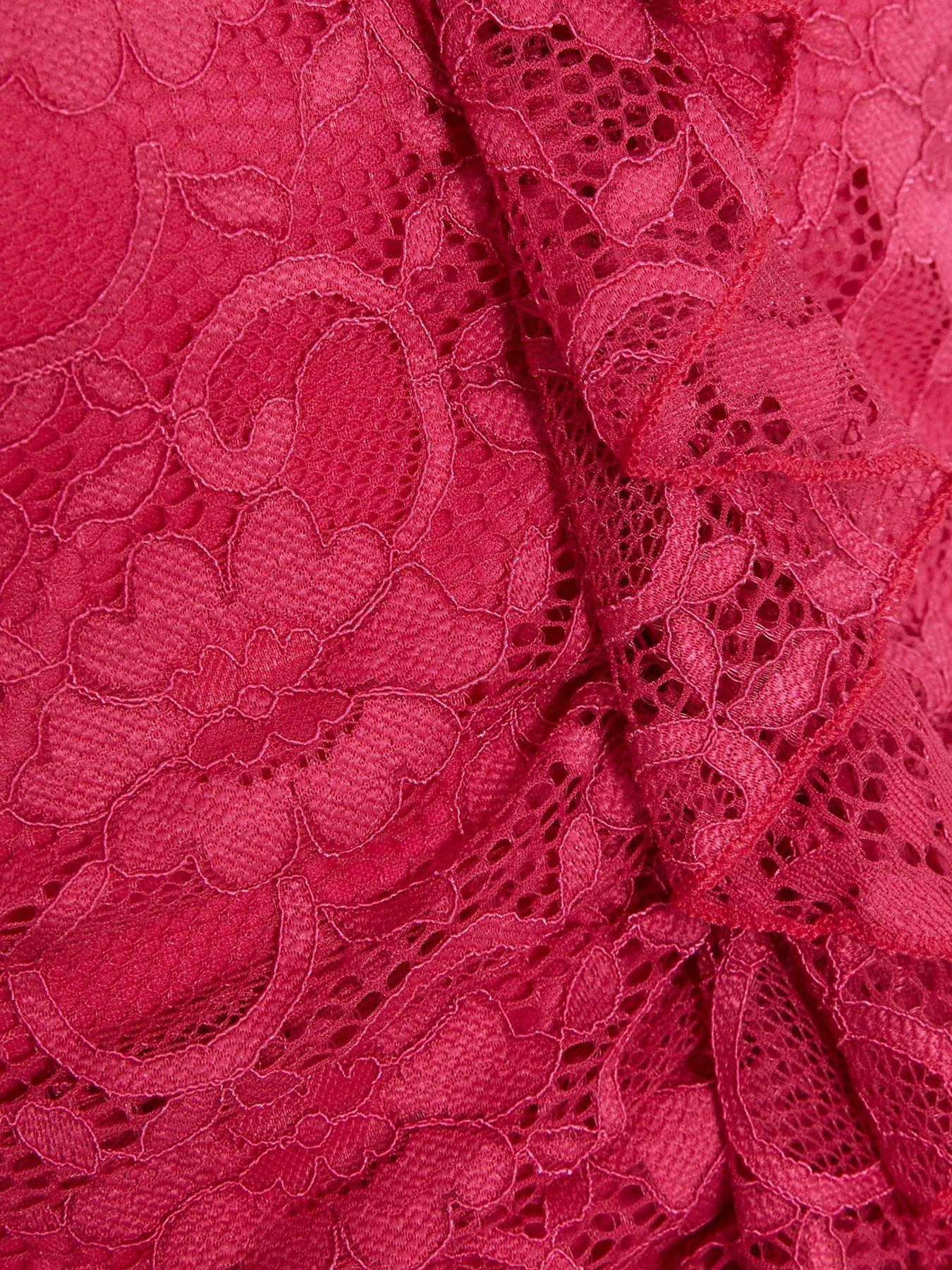  image of quiz-hot-pink-lace-crop-top
