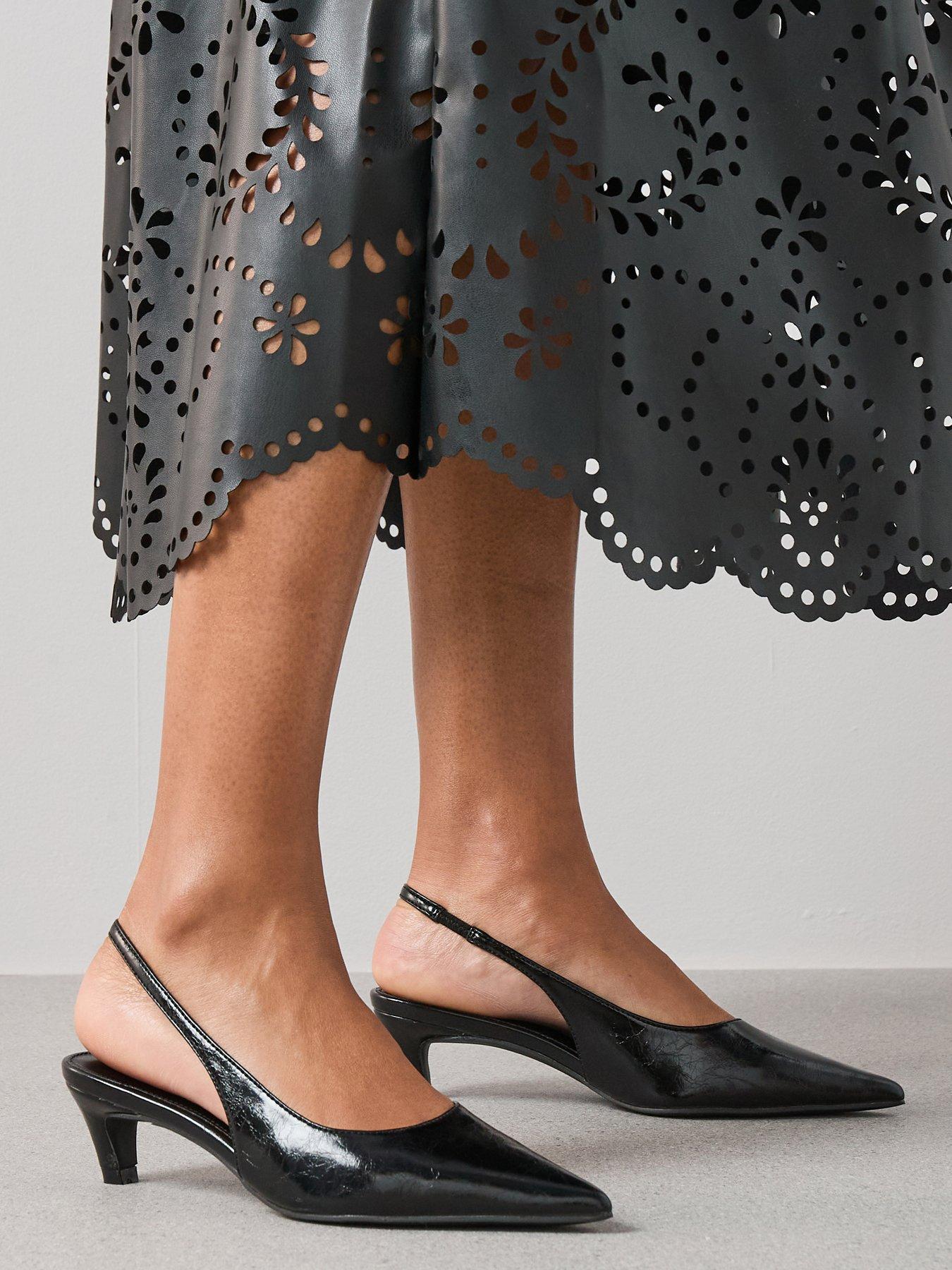 undefined Sling Back Heeled Court Shoes - Black