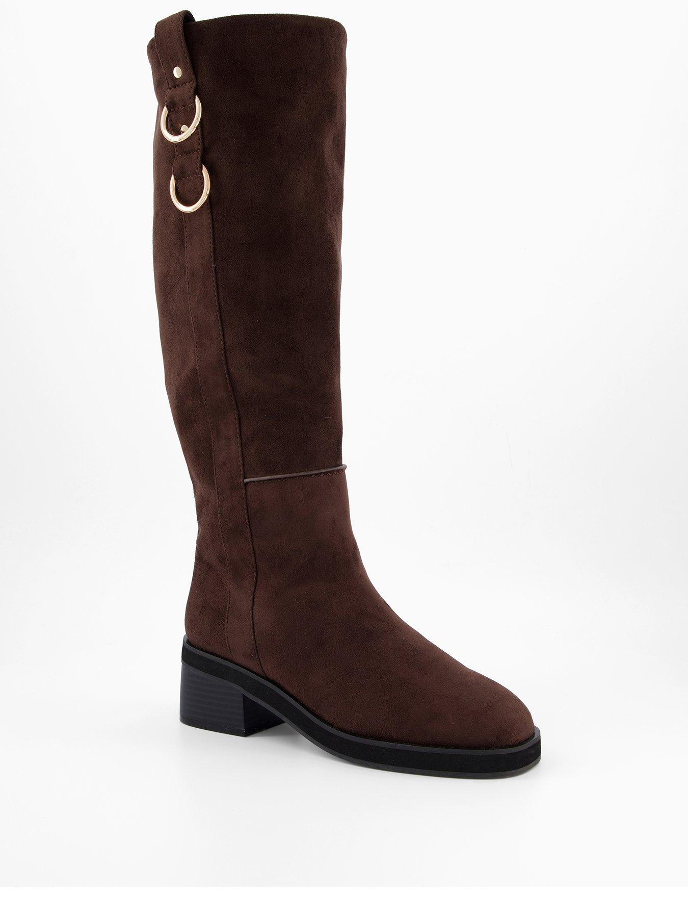 Image 2 of 6 of The Very Collection Low Block Heel Knee Boots - Brown&nbsp;