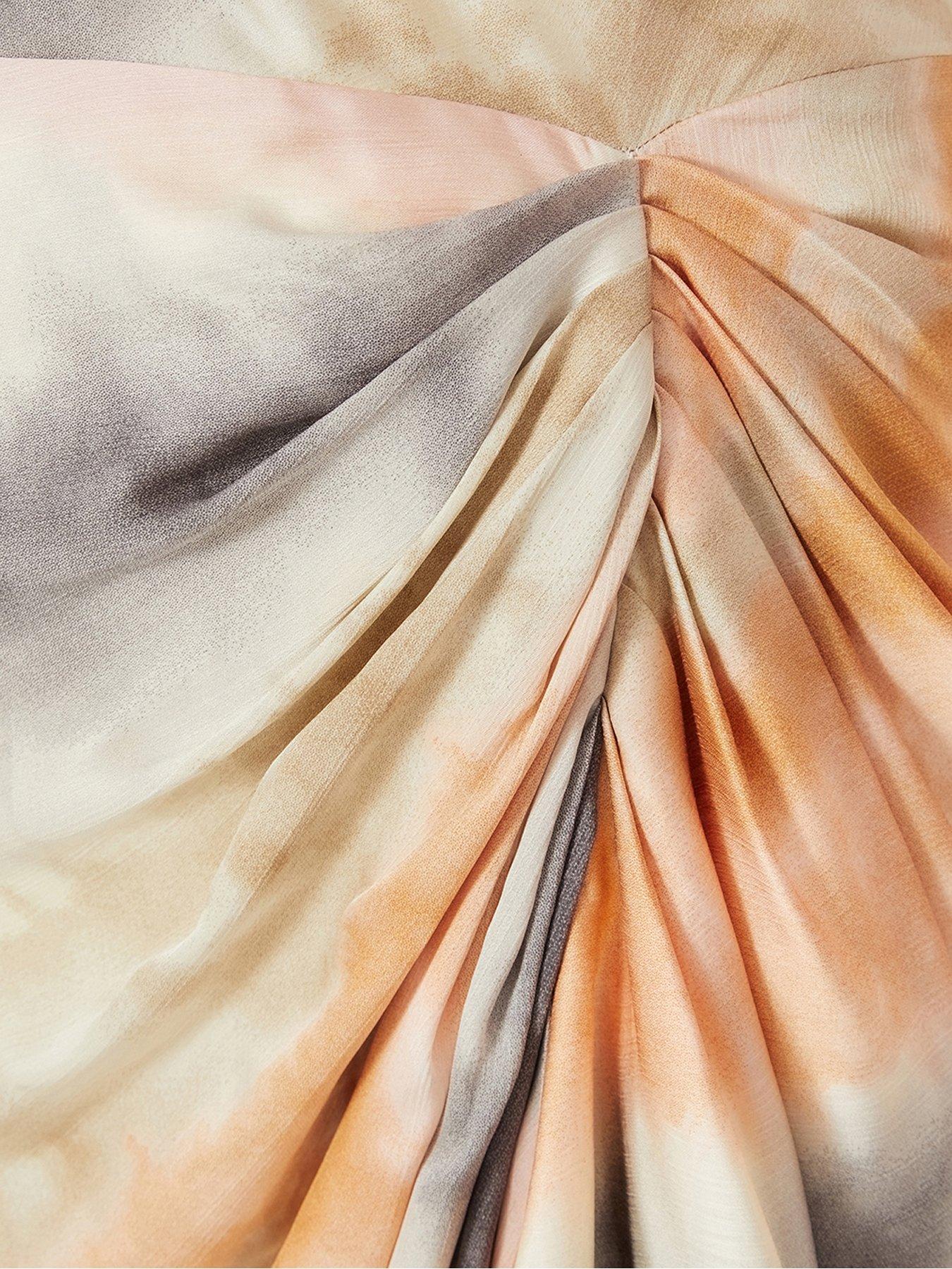  image of quiz-curve-satin-marble-print-midi-dress