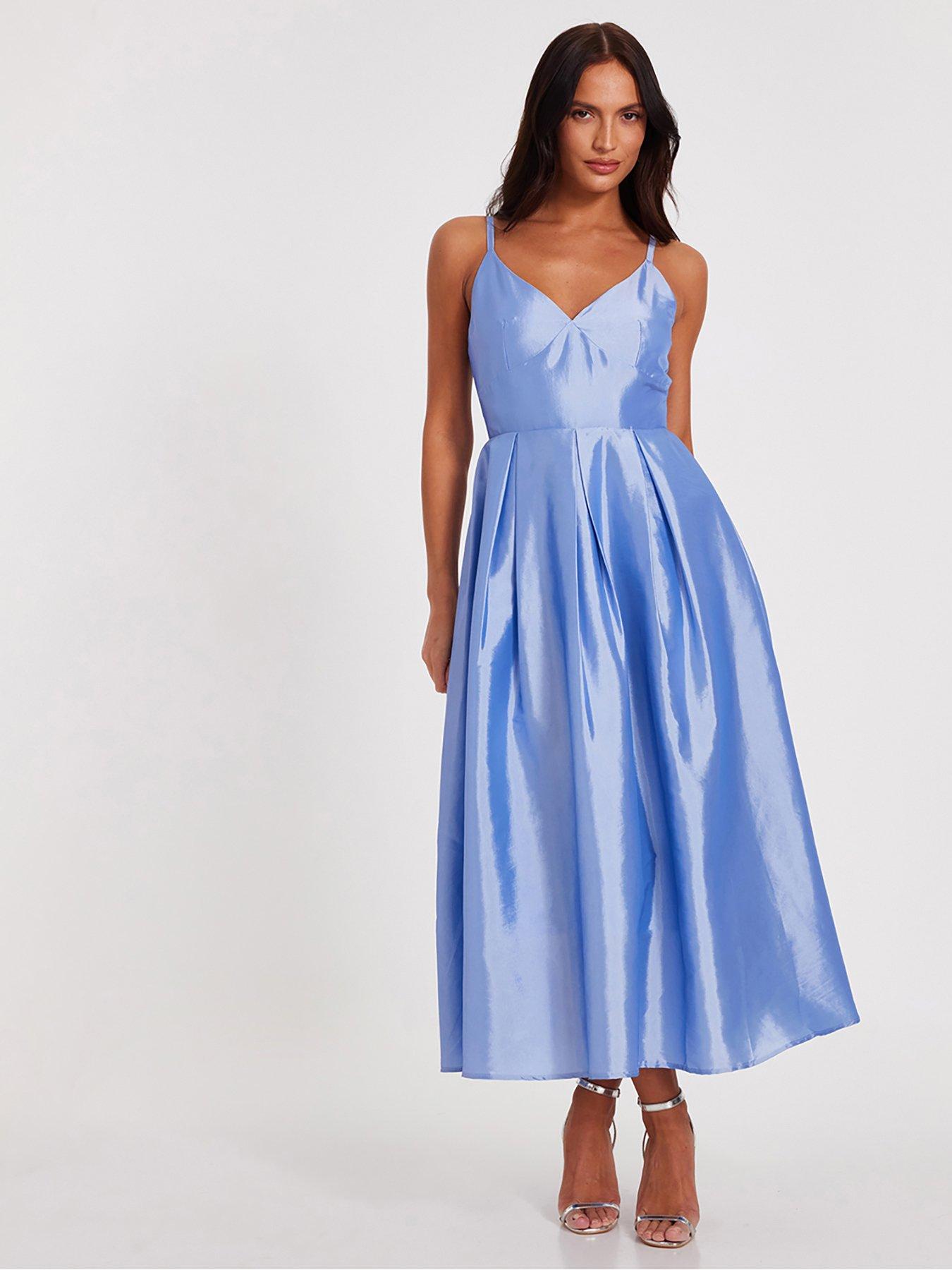 undefined Light Blue Taffeta Midaxi Dress